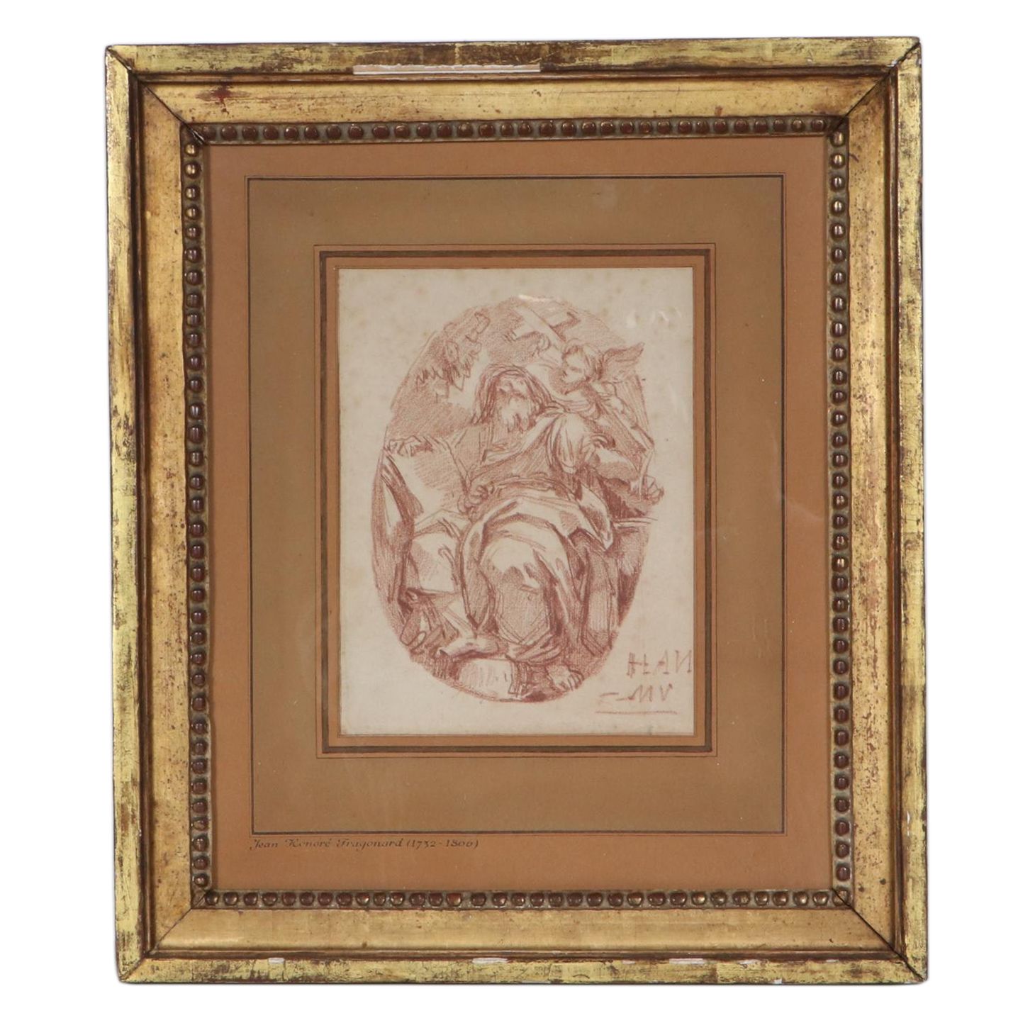 Jean-Honoré Fragonard Red Chalk Drawing "The Prophet Nahum"