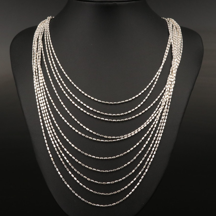 Sterling Multi-Strand Bead Chain Necklace