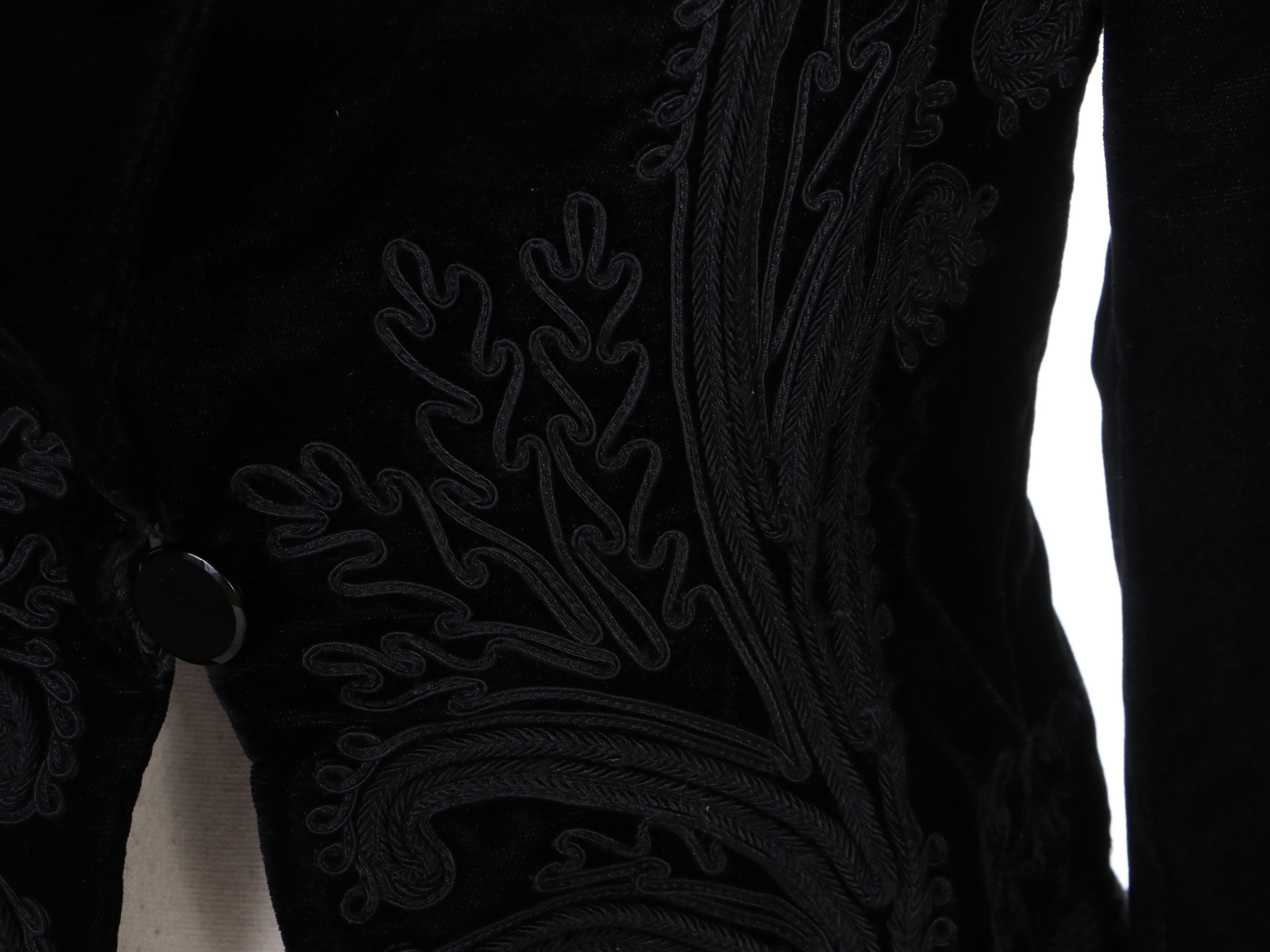 Ralph Lauren Soutache Embellished Velveteen Jacket with Scalloped Hem