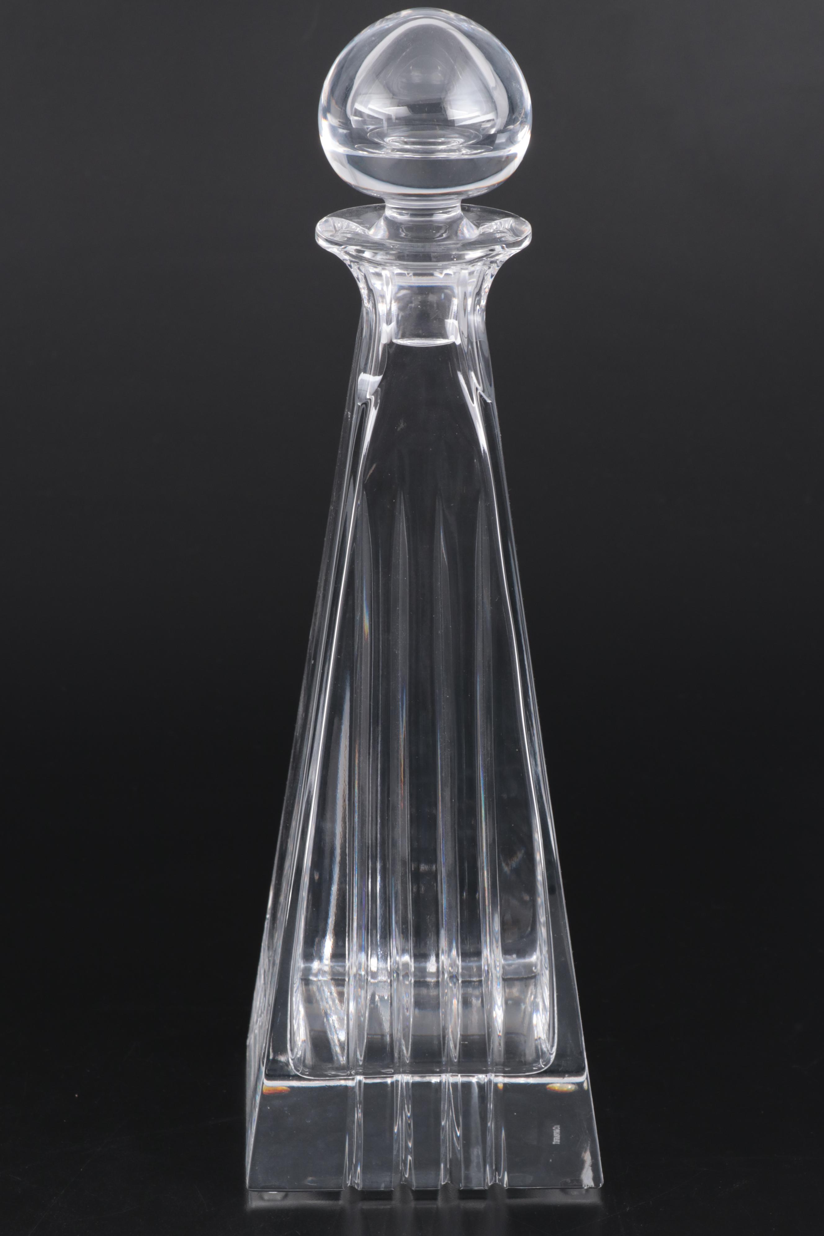 Tiffany & Co Crystal "Metropolis" Decanter and Flower Petal Candy Dish