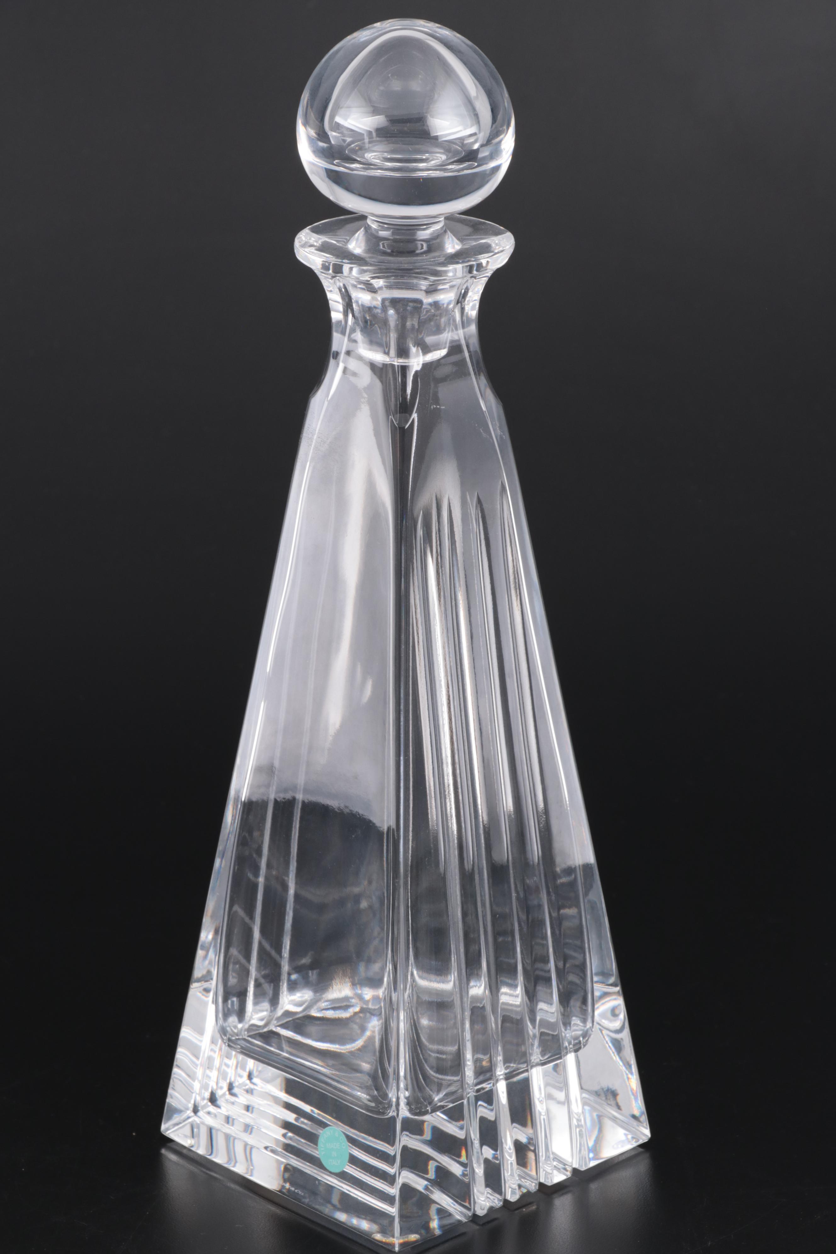 Tiffany & Co Crystal "Metropolis" Decanter and Flower Petal Candy Dish