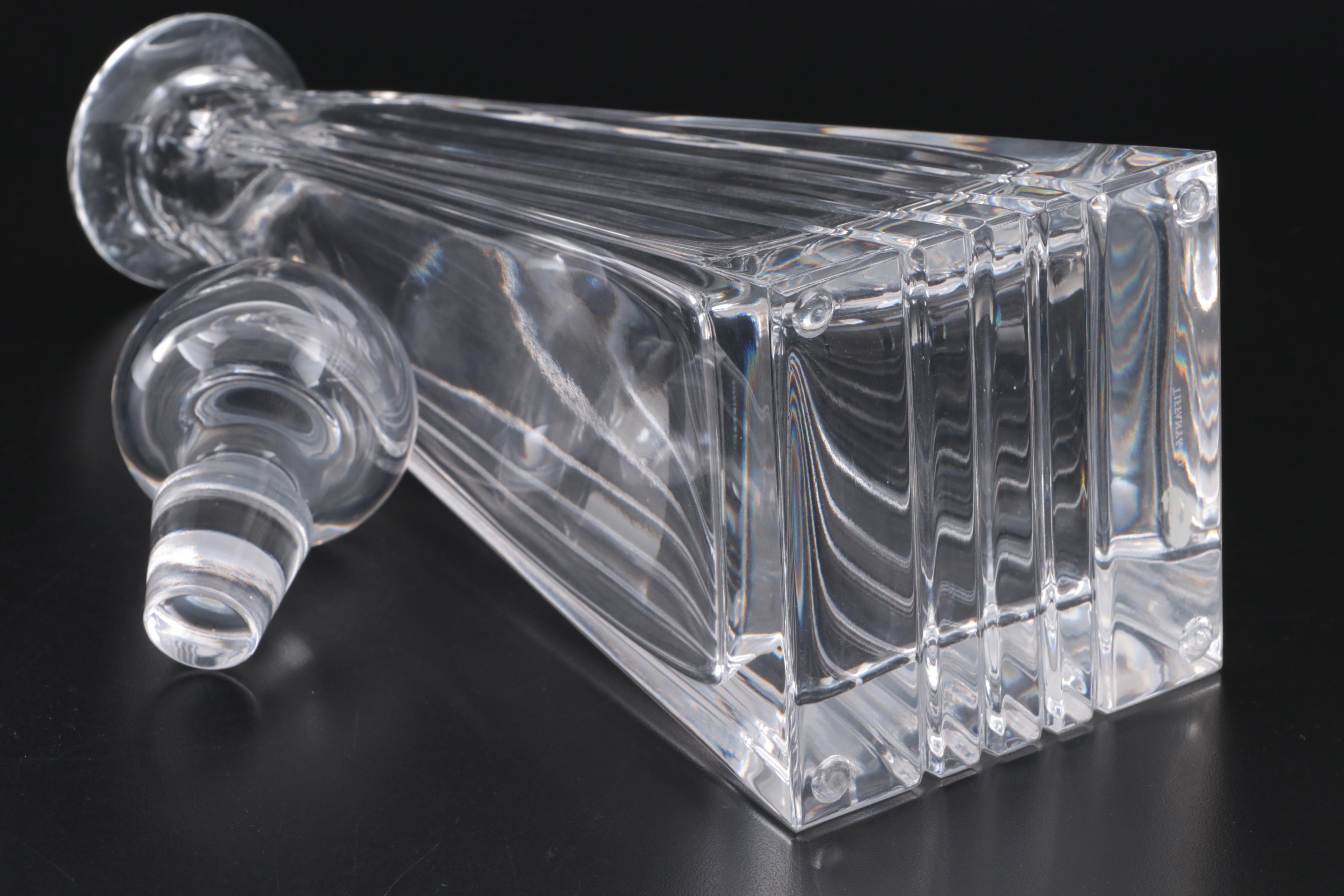 Tiffany & Co Crystal "Metropolis" Decanter and Flower Petal Candy Dish