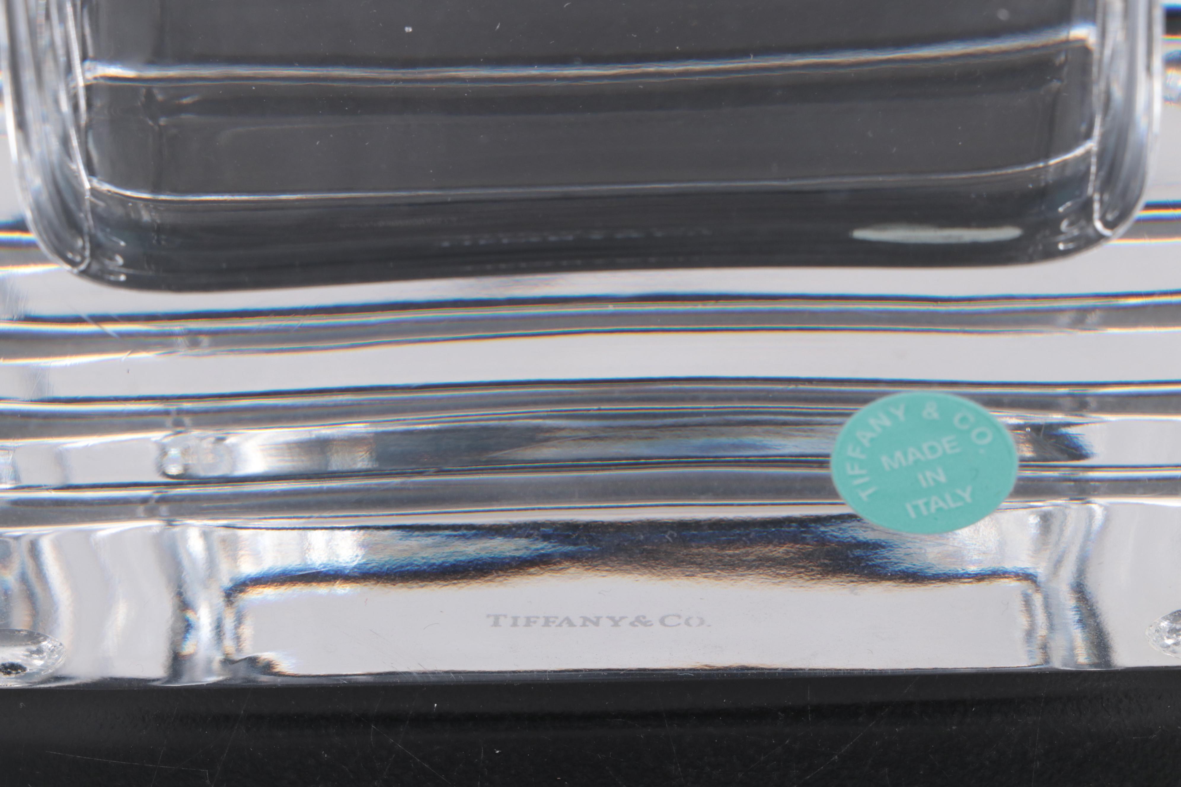 Tiffany & Co Crystal "Metropolis" Decanter and Flower Petal Candy Dish