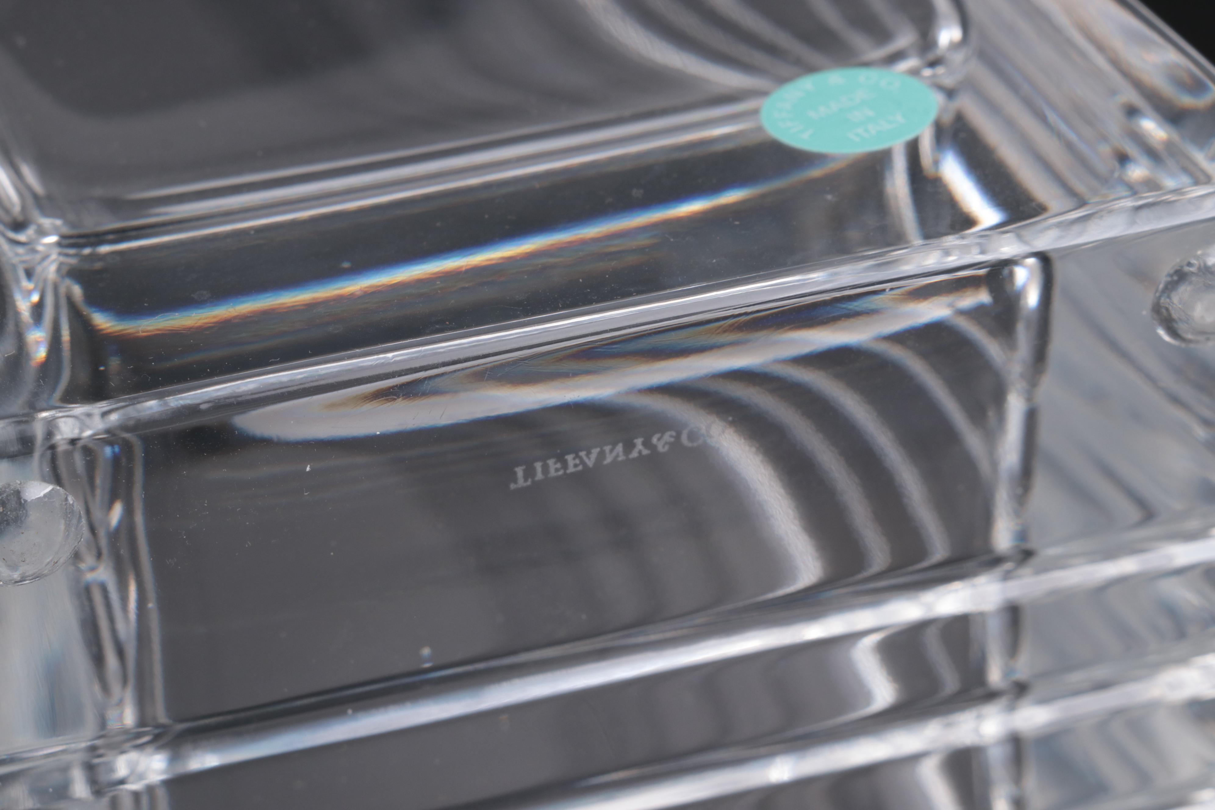 Tiffany & Co Crystal "Metropolis" Decanter and Flower Petal Candy Dish