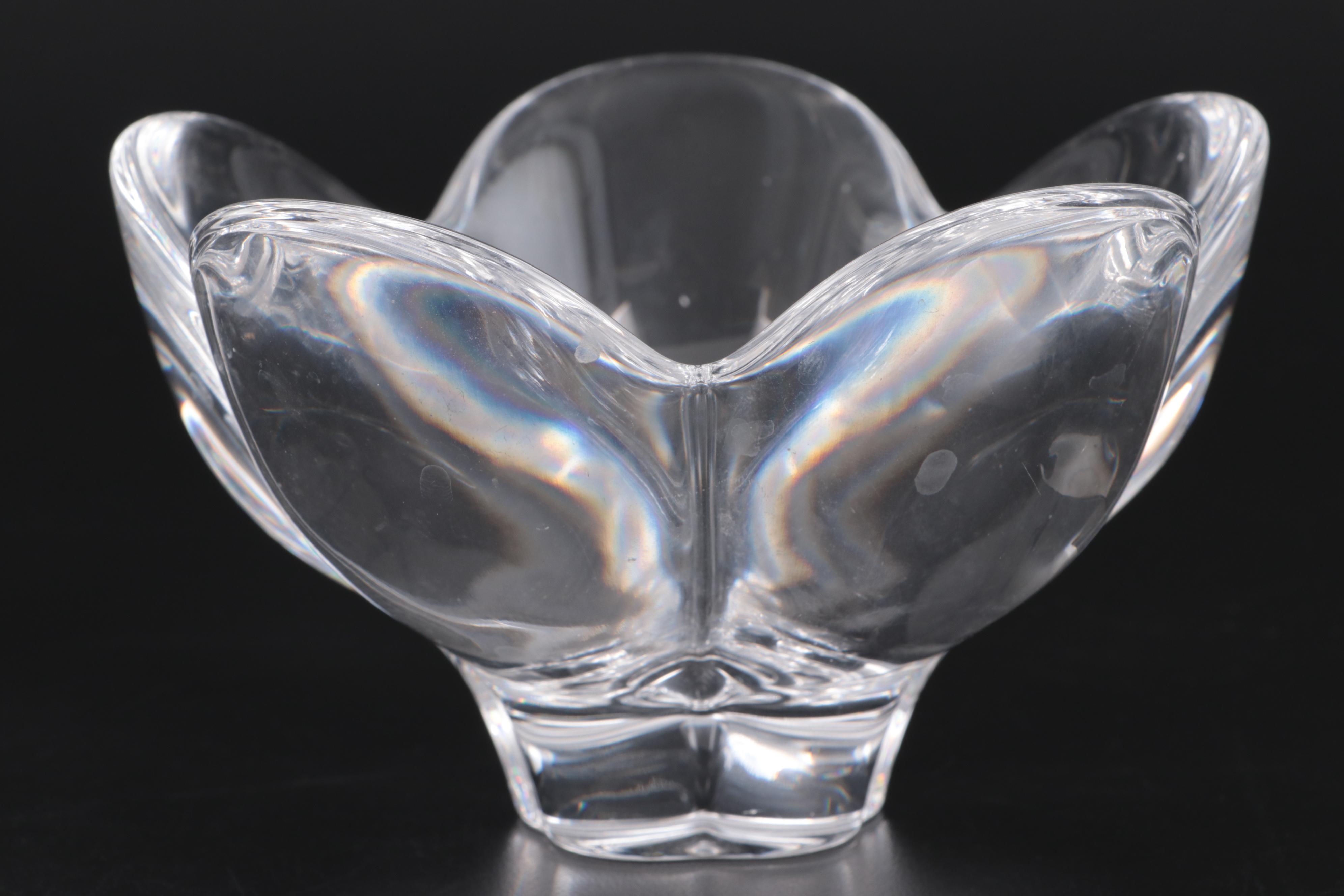 Tiffany & Co Crystal "Metropolis" Decanter and Flower Petal Candy Dish