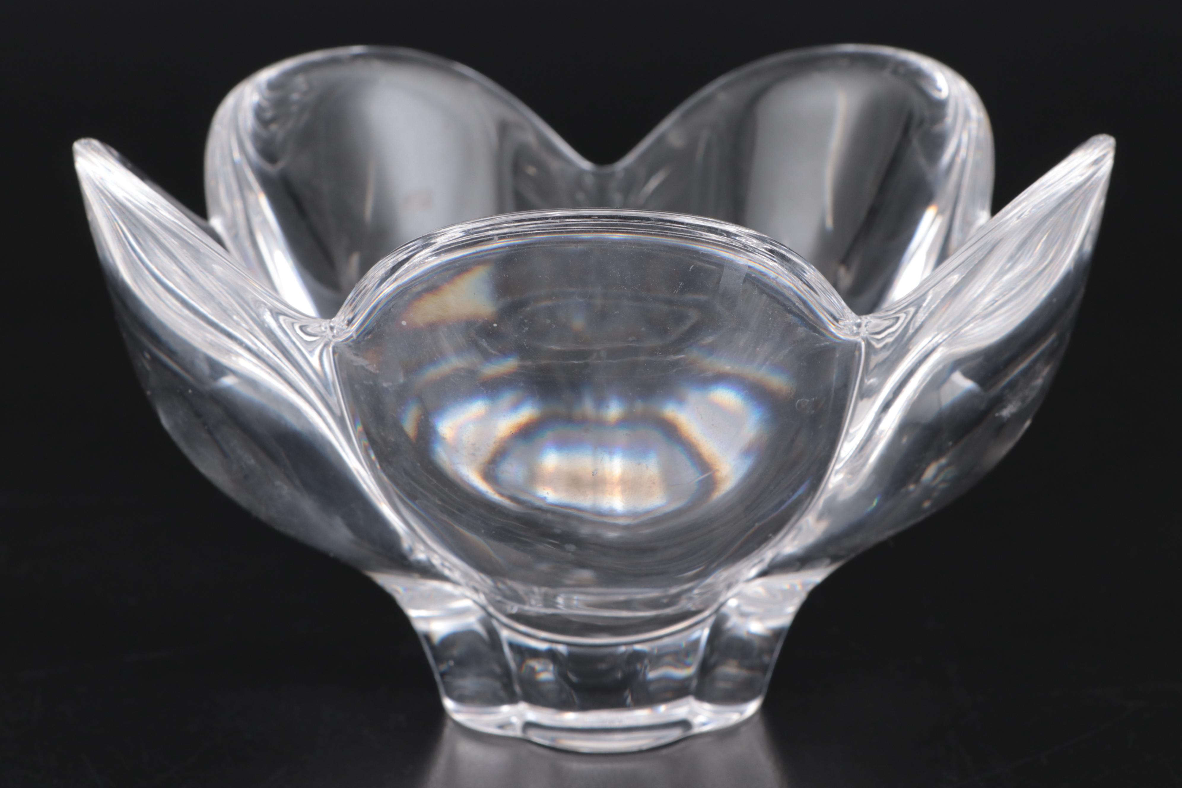Tiffany & Co Crystal "Metropolis" Decanter and Flower Petal Candy Dish