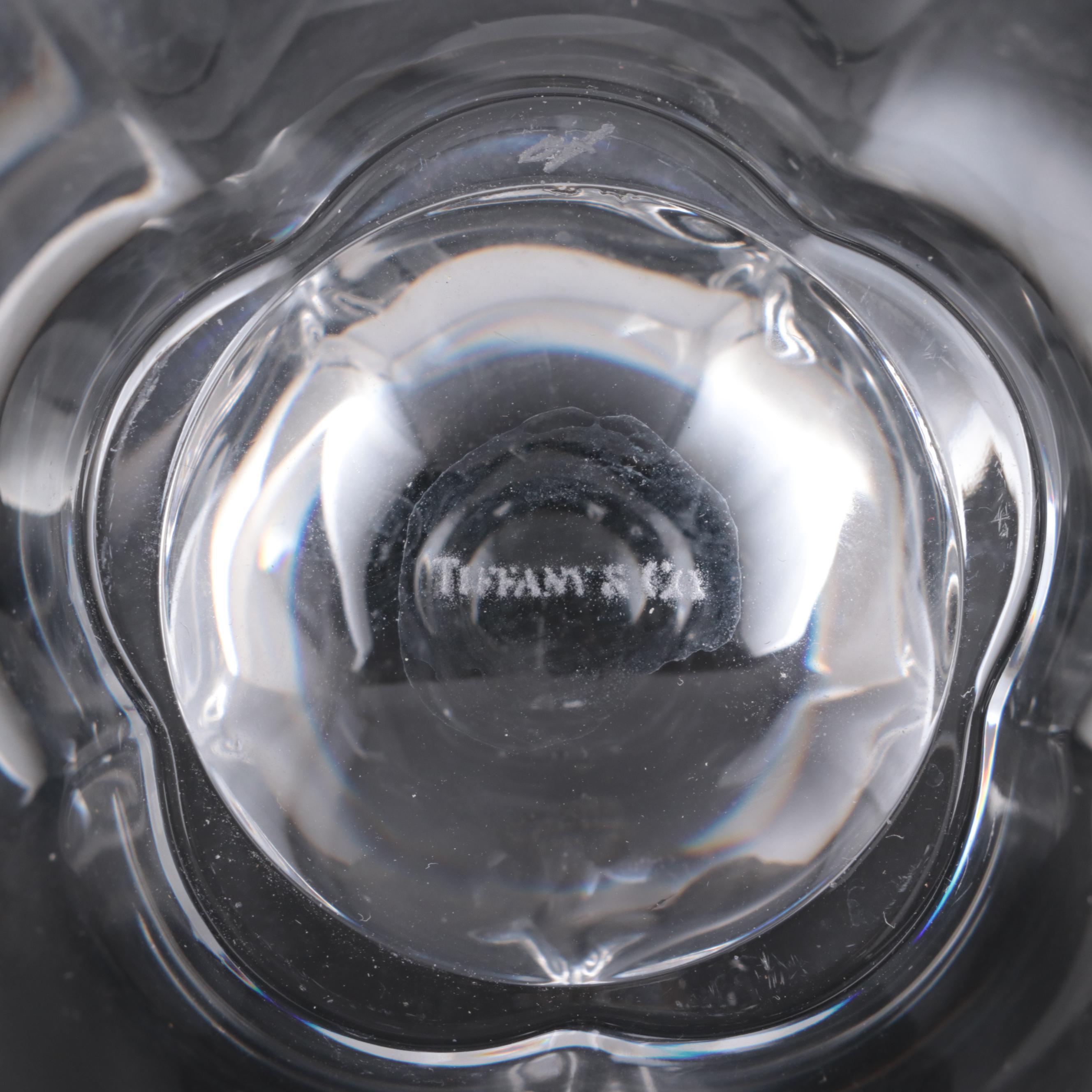 Tiffany & Co Crystal "Metropolis" Decanter and Flower Petal Candy Dish