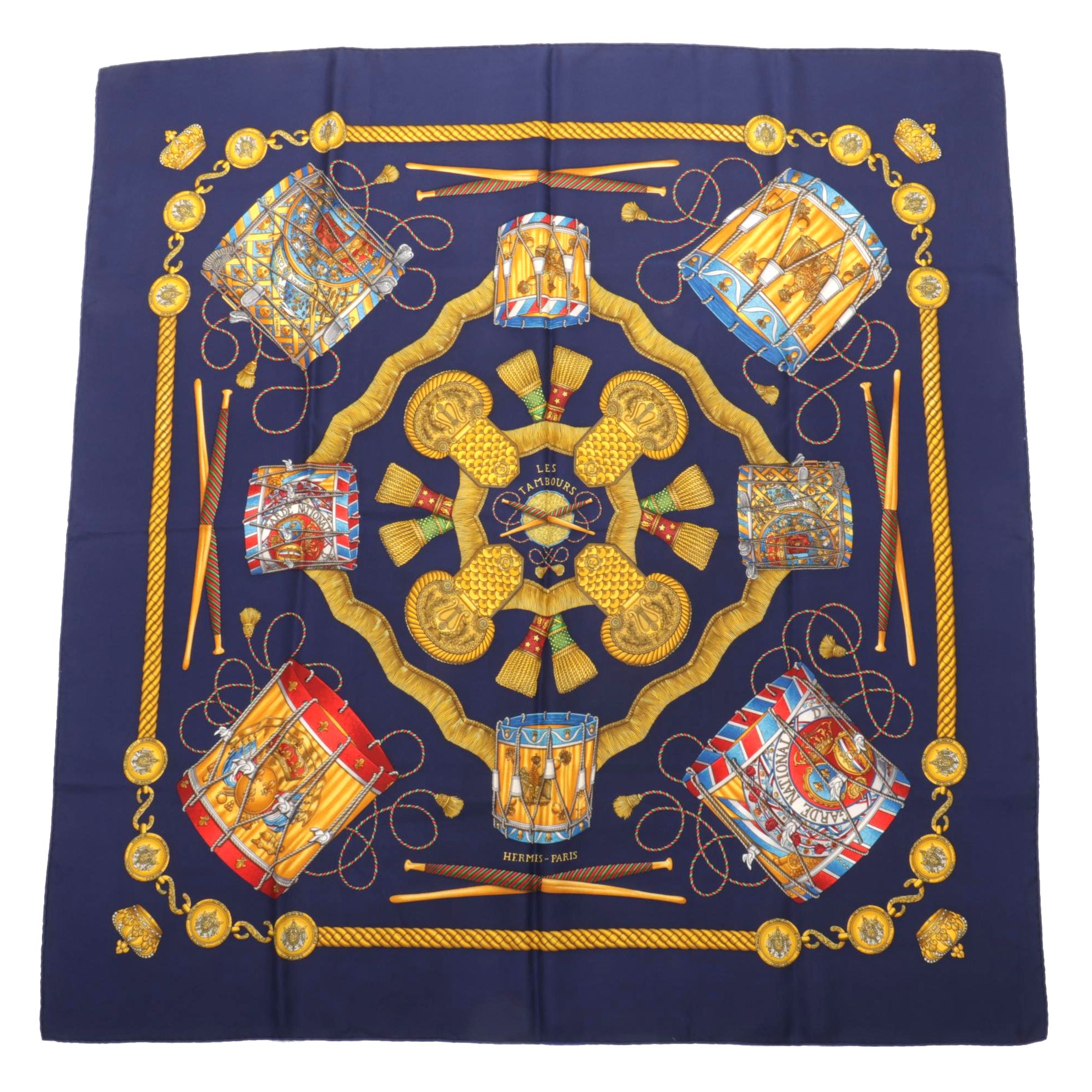 Hermès "Les Tambours" Silk Twill Scarf