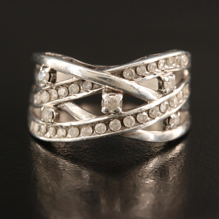 Sterling Silver Diamond Crossover Ring