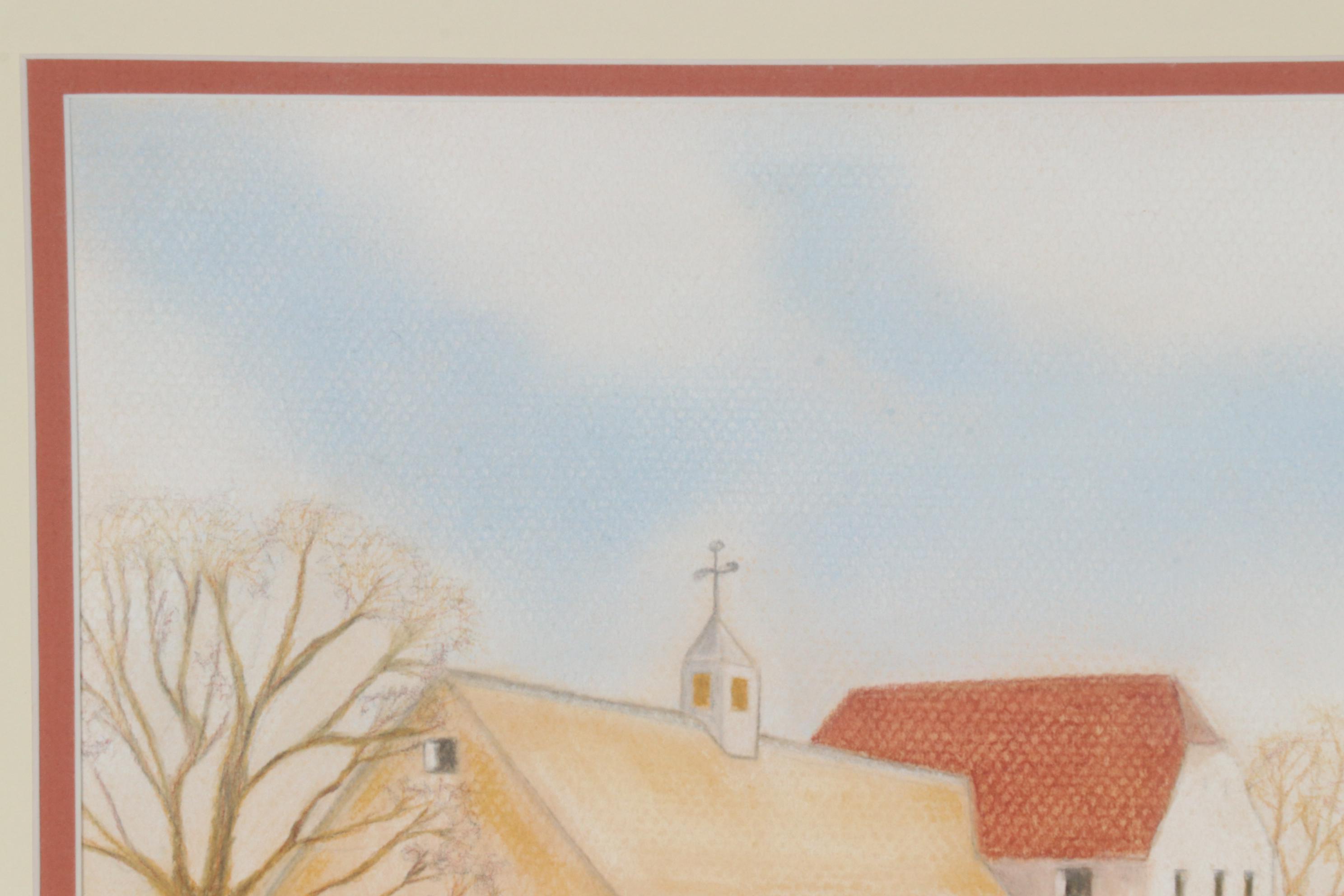 Julie Spiegel Colored Pencil Drawing of Riverside Village Landscape, 2007