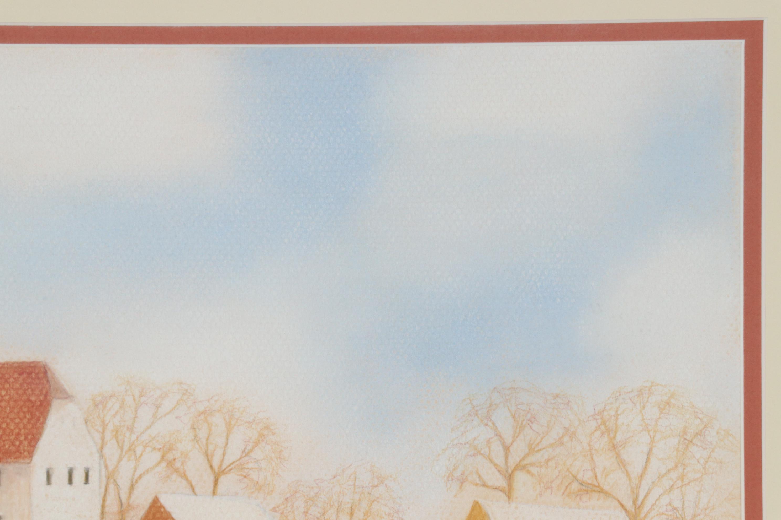 Julie Spiegel Colored Pencil Drawing of Riverside Village Landscape, 2007