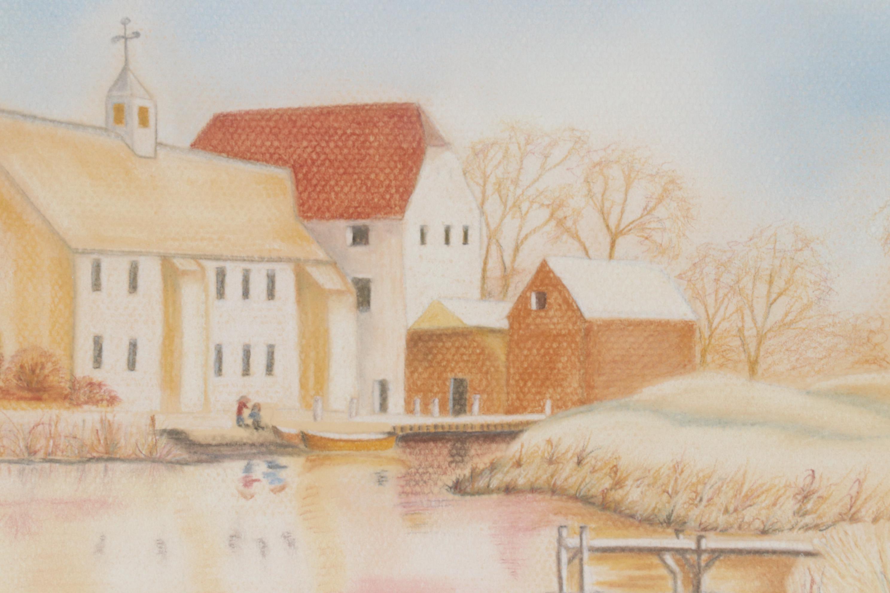 Julie Spiegel Colored Pencil Drawing of Riverside Village Landscape, 2007
