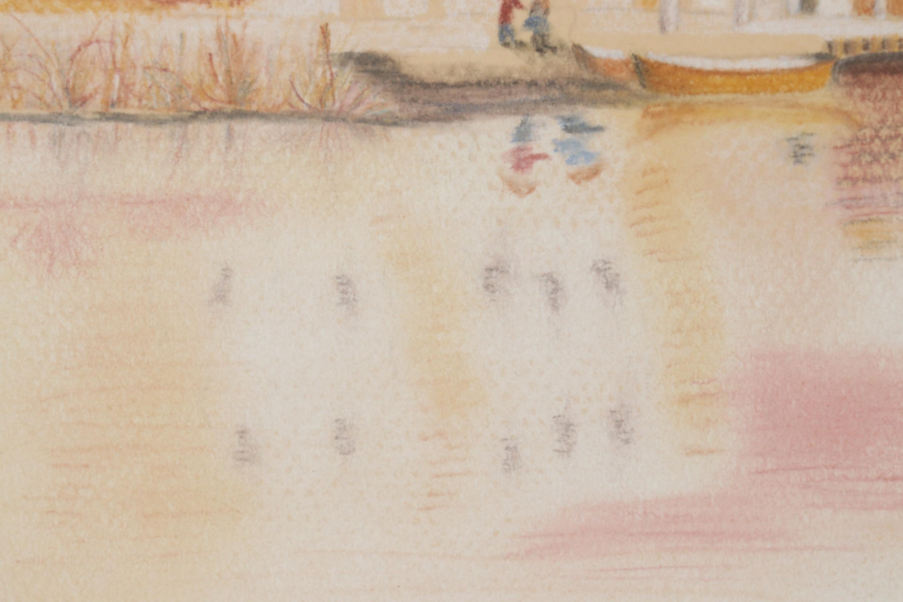 Julie Spiegel Colored Pencil Drawing of Riverside Village Landscape, 2007