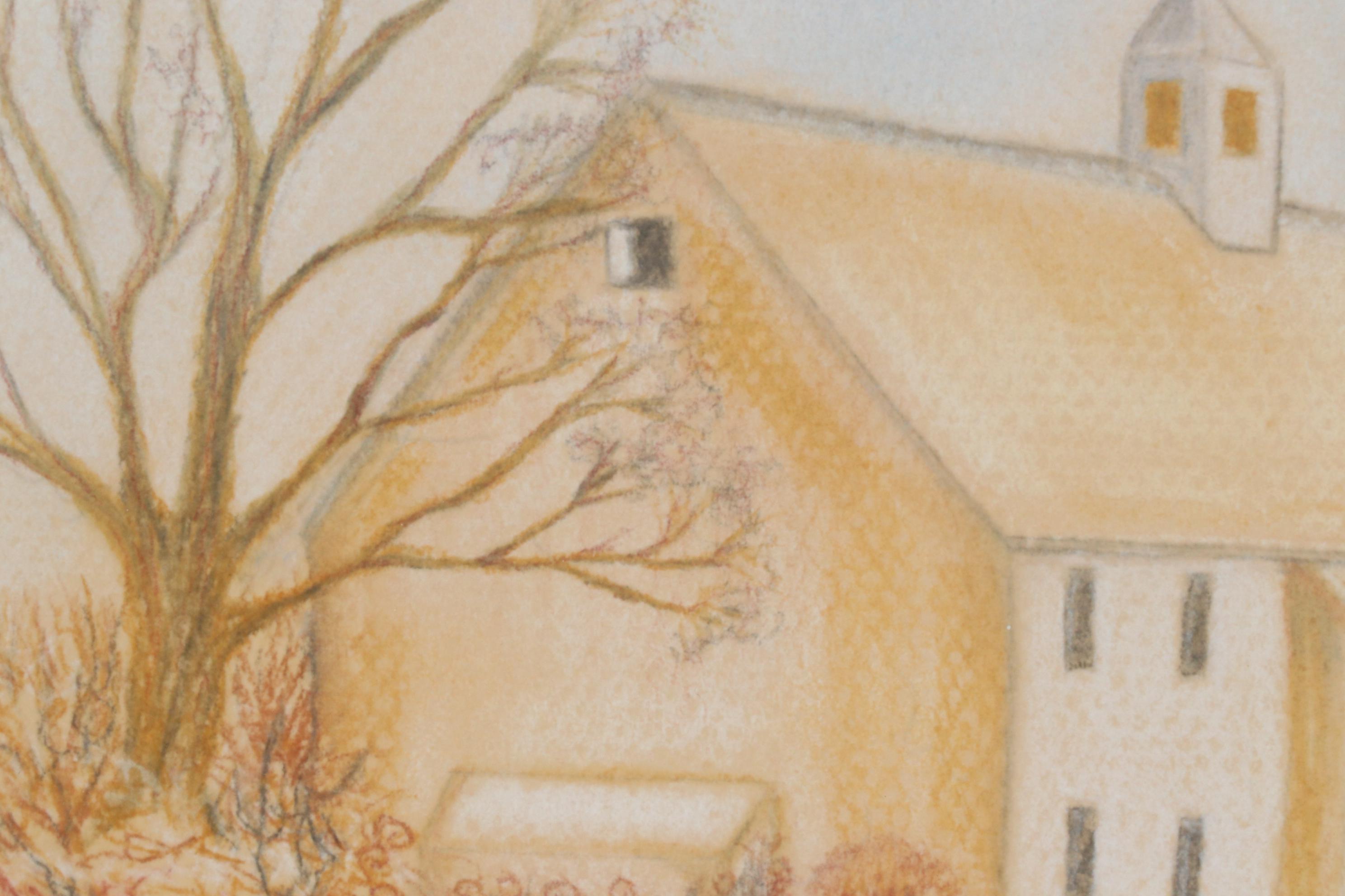 Julie Spiegel Colored Pencil Drawing of Riverside Village Landscape, 2007