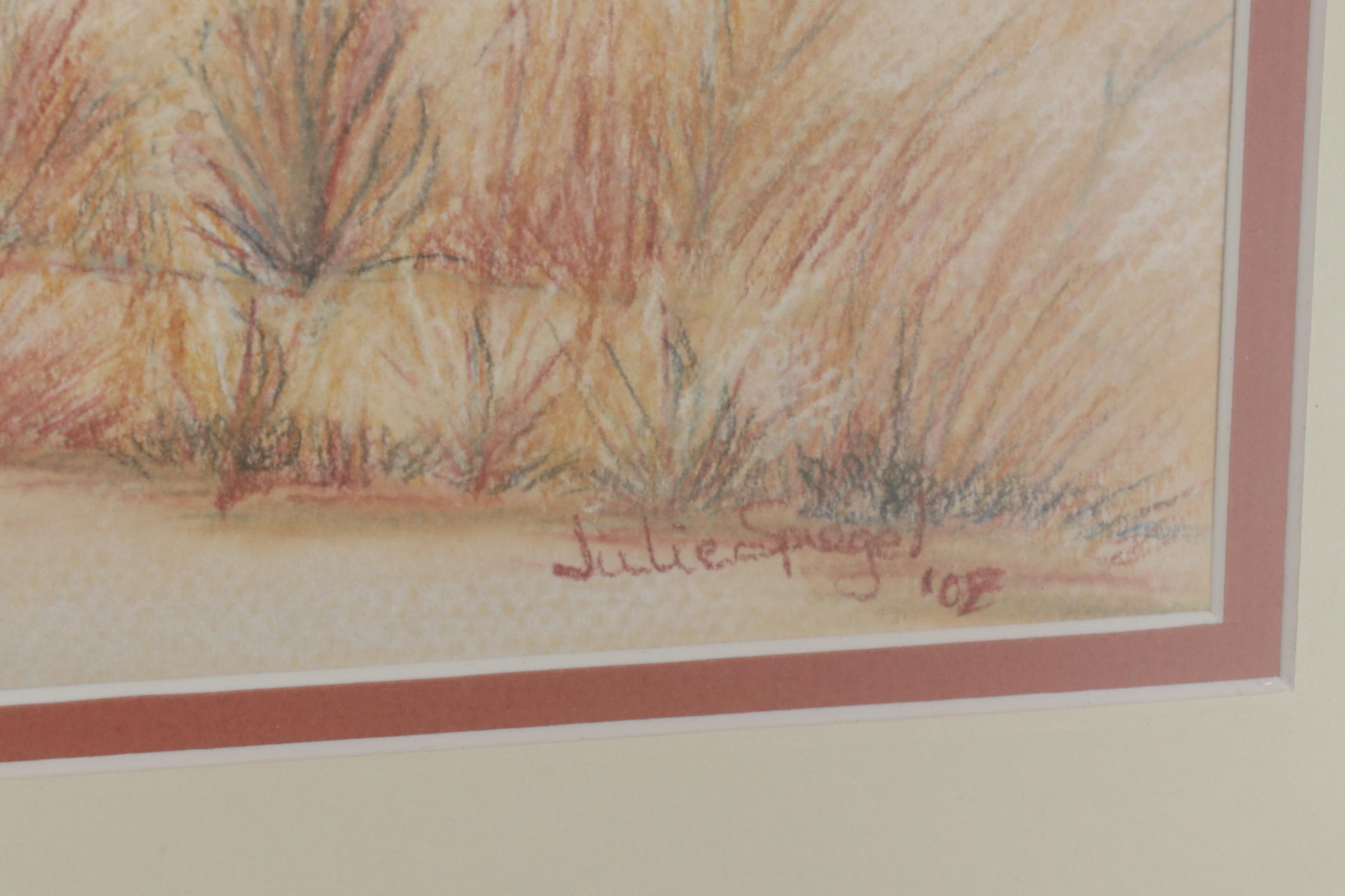 Julie Spiegel Colored Pencil Drawing of Riverside Village Landscape, 2007