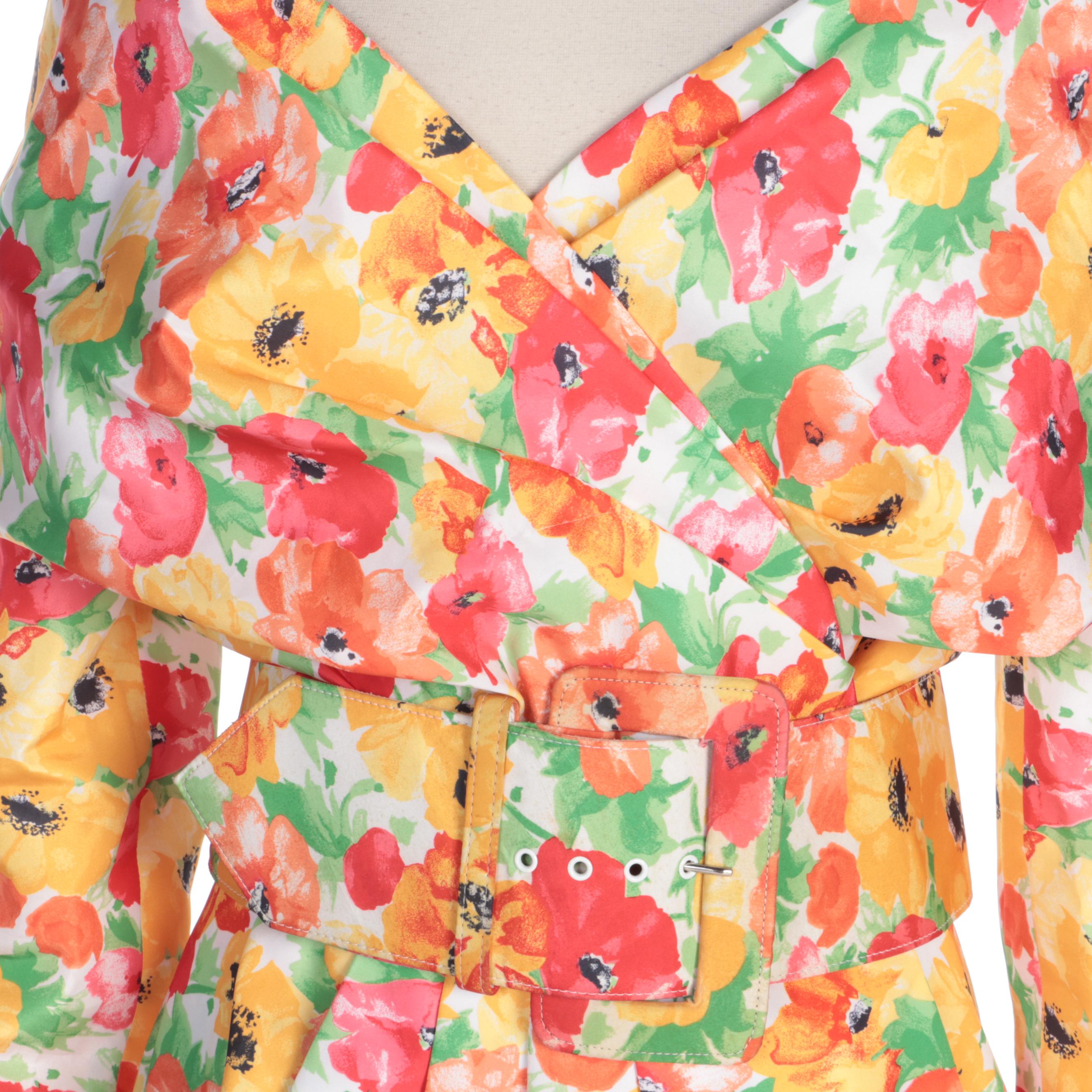 Victor Costa Poppy Print Draped Off-the-Shoulder Dress for Bergdorf Goodman