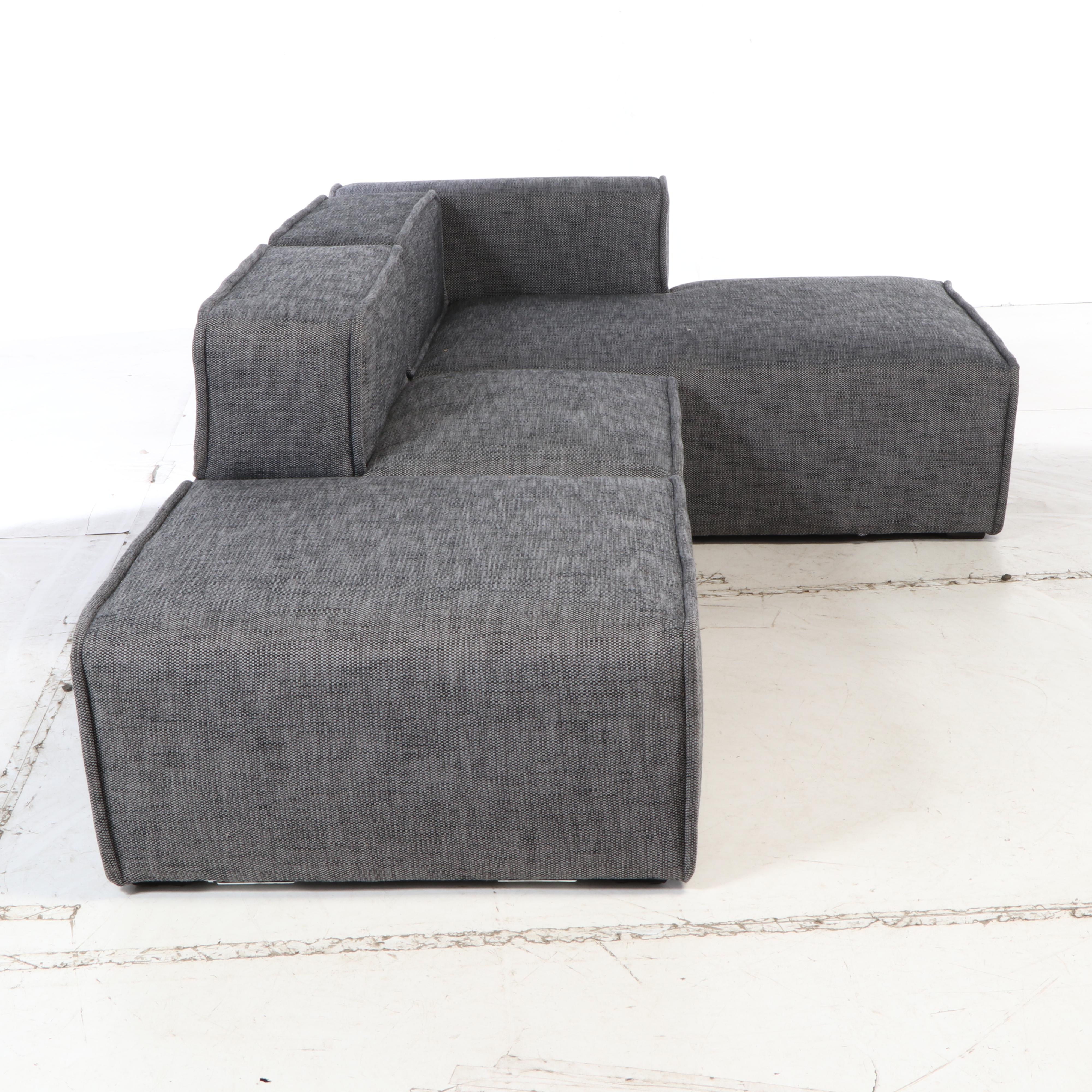 Article Contemporary "Quadra" Carbon Grey Modular Sofa with Chaise