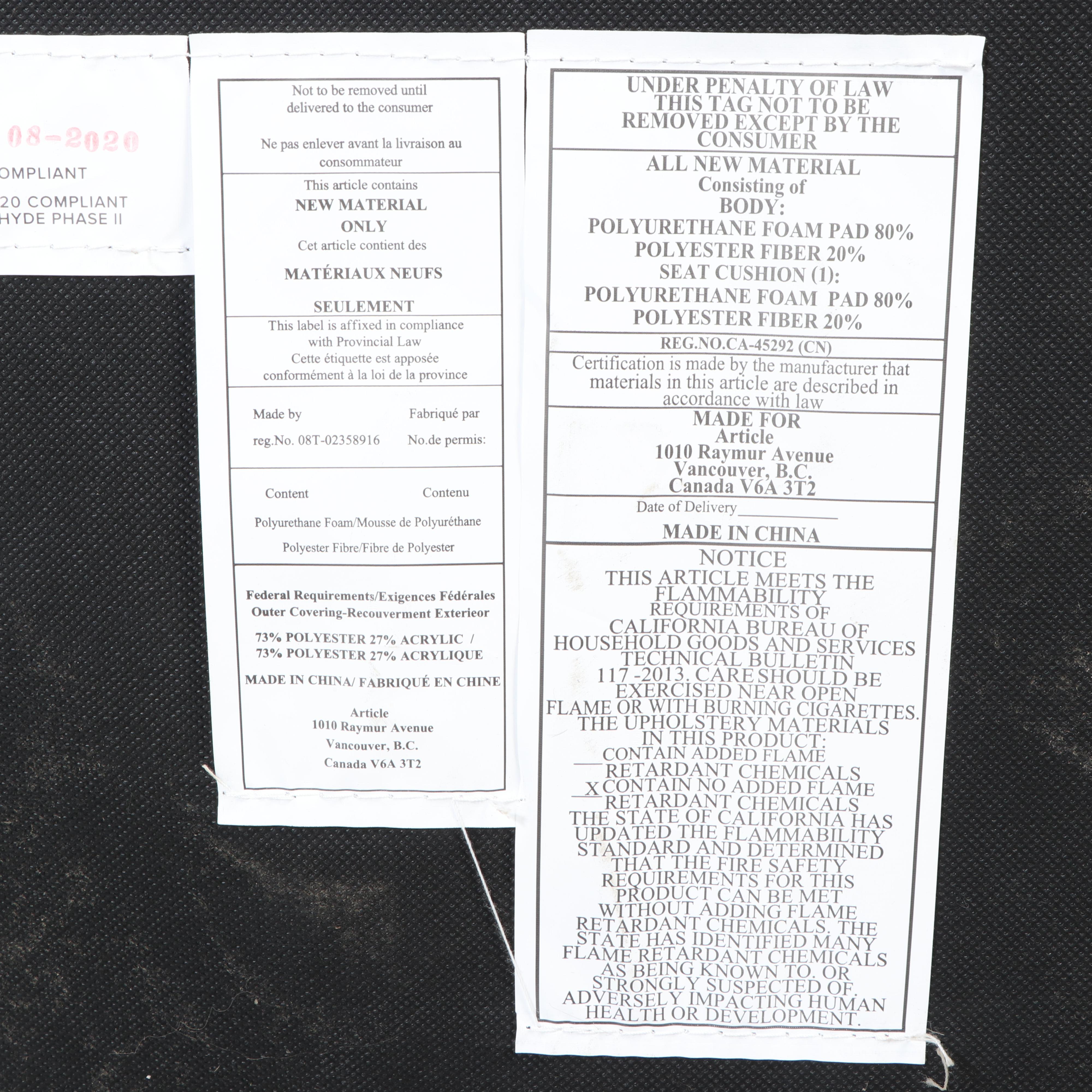 Article Contemporary "Quadra" Carbon Grey Modular Sofa with Chaise