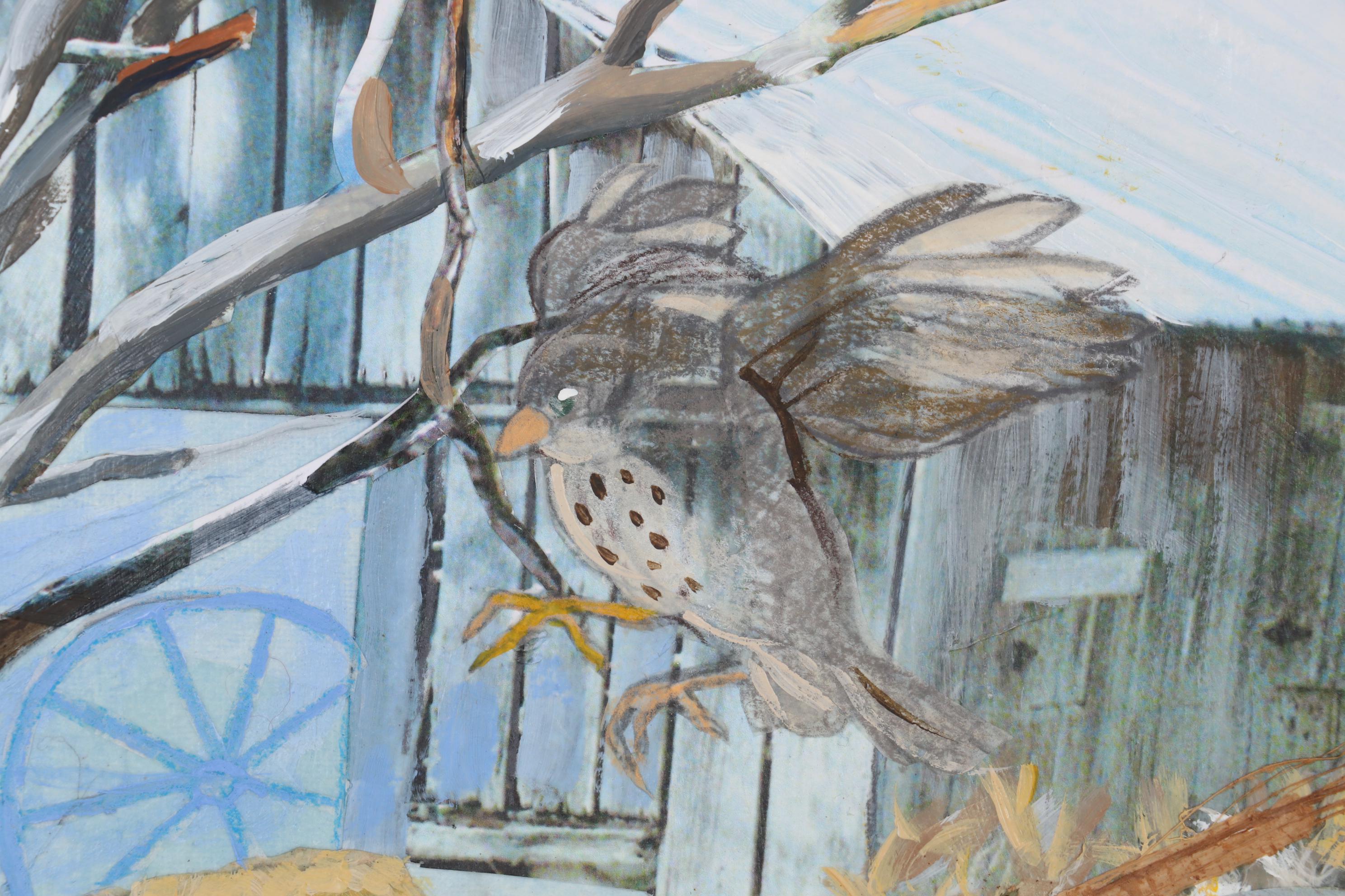 Sheila Bonser Mixed Media Paper Collage "Repast," 21st Century