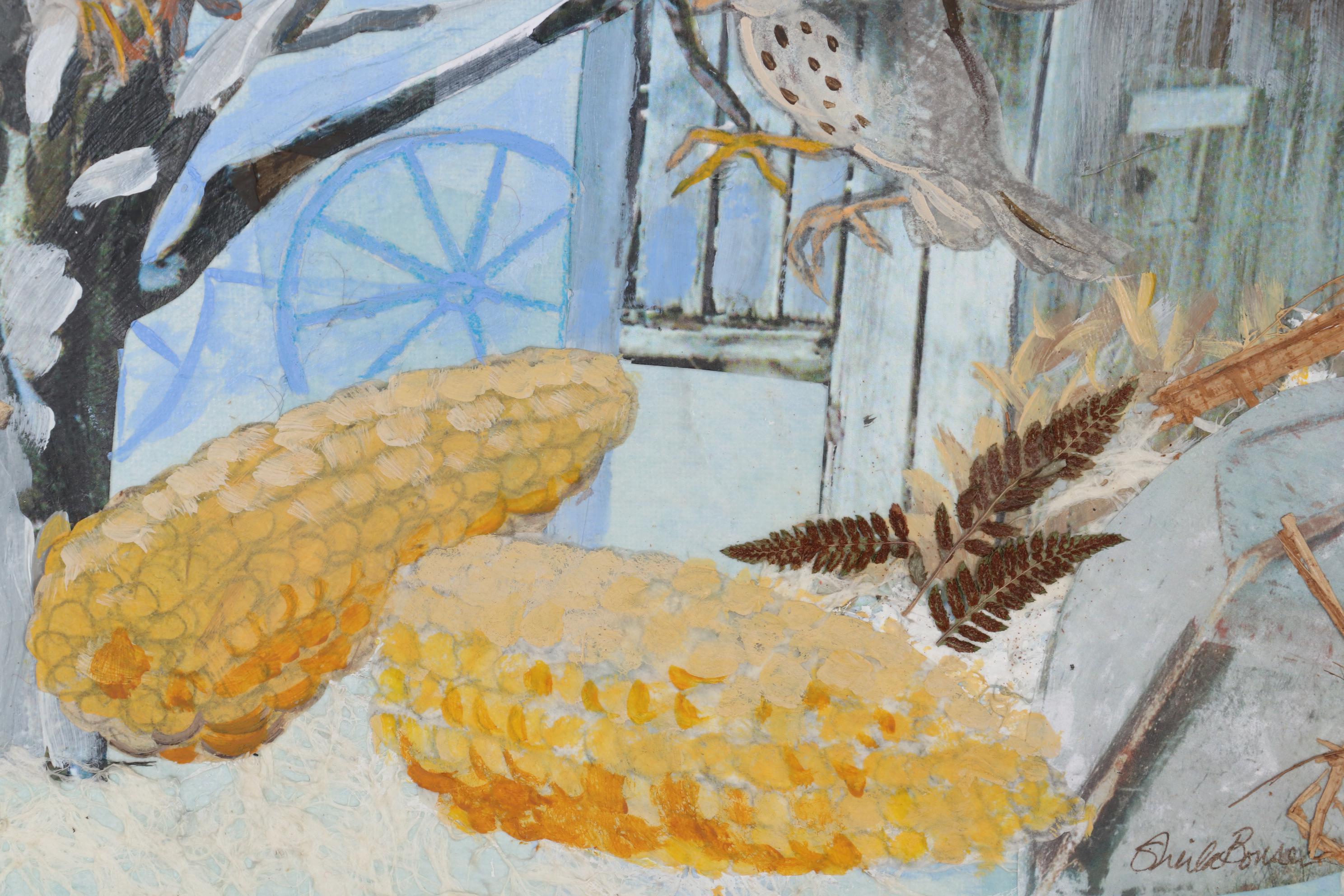 Sheila Bonser Mixed Media Paper Collage "Repast," 21st Century