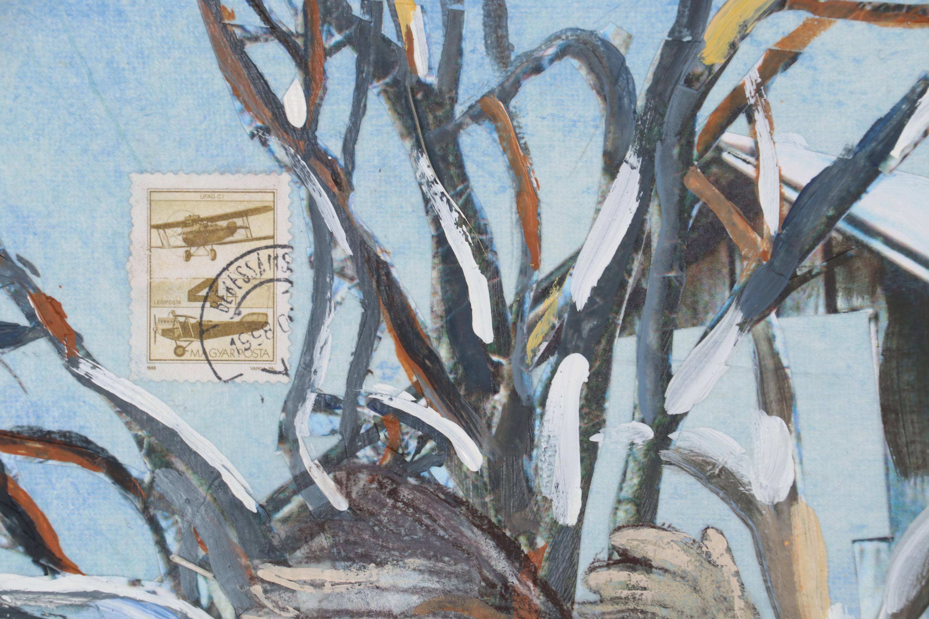 Sheila Bonser Mixed Media Paper Collage "Repast," 21st Century