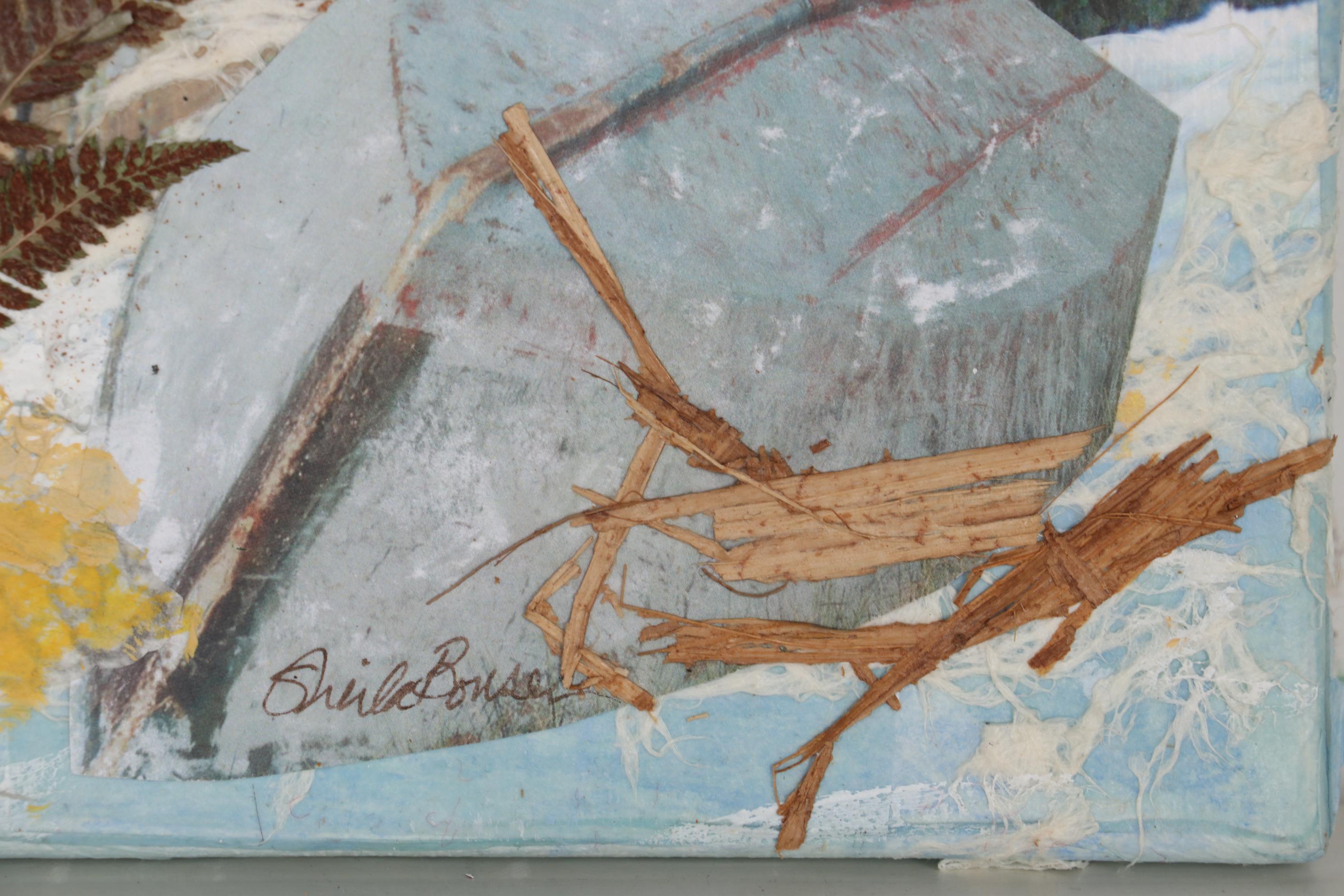 Sheila Bonser Mixed Media Paper Collage "Repast," 21st Century