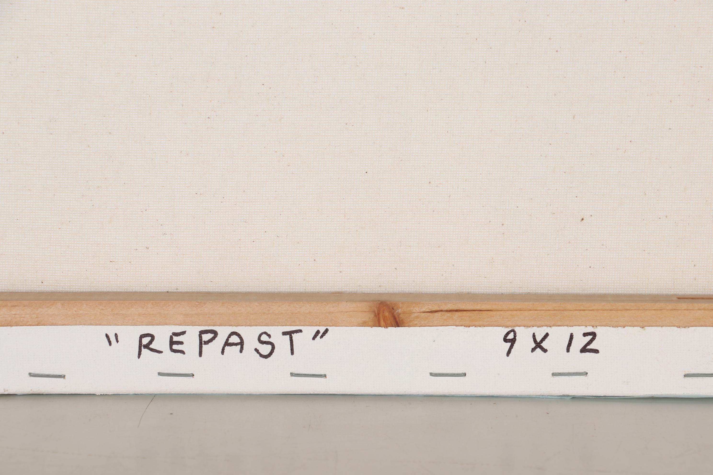 Sheila Bonser Mixed Media Paper Collage "Repast," 21st Century