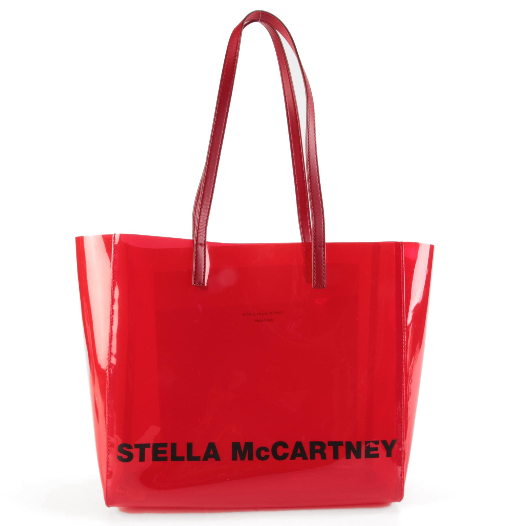 Stella McCartney Red Transparent Large Logo Tote
