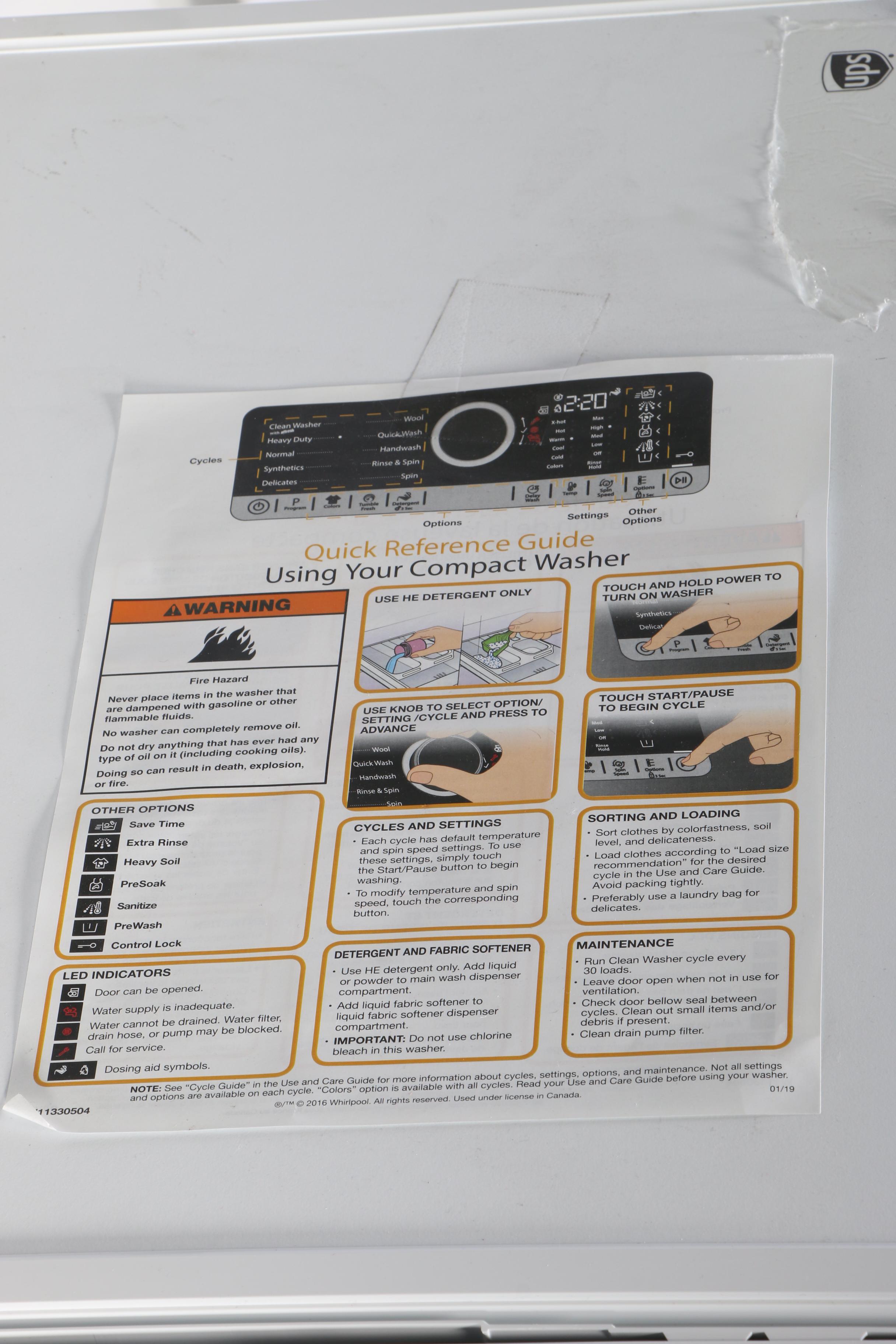 Whirlpool White 2.3 Cu. Ft. 10-Cycle Compact Washer