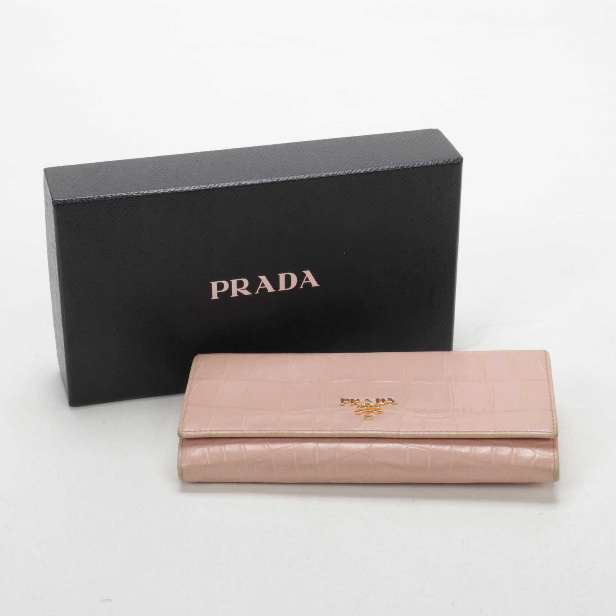 Prada Long Wallet in Orchidea St. Cocco Leather