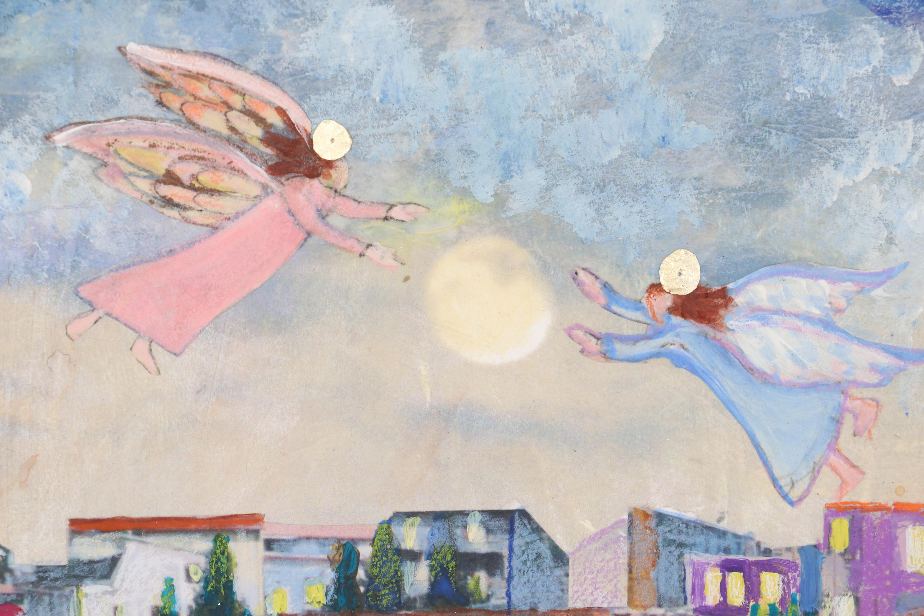 Sheila Bonser Mixed Media Paper Collage "Giotto's Angels," 21st Century