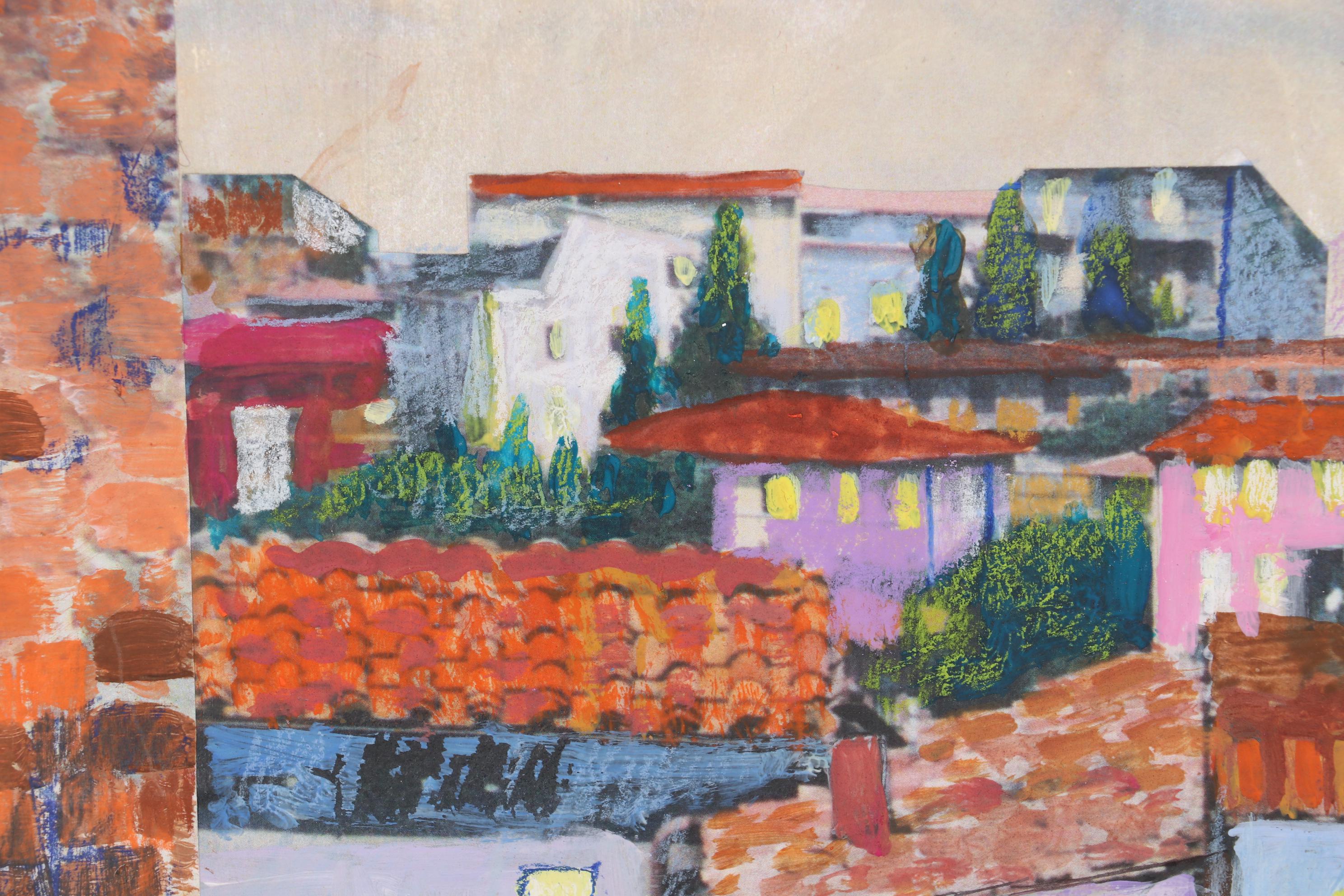 Sheila Bonser Mixed Media Paper Collage "Giotto's Angels," 21st Century