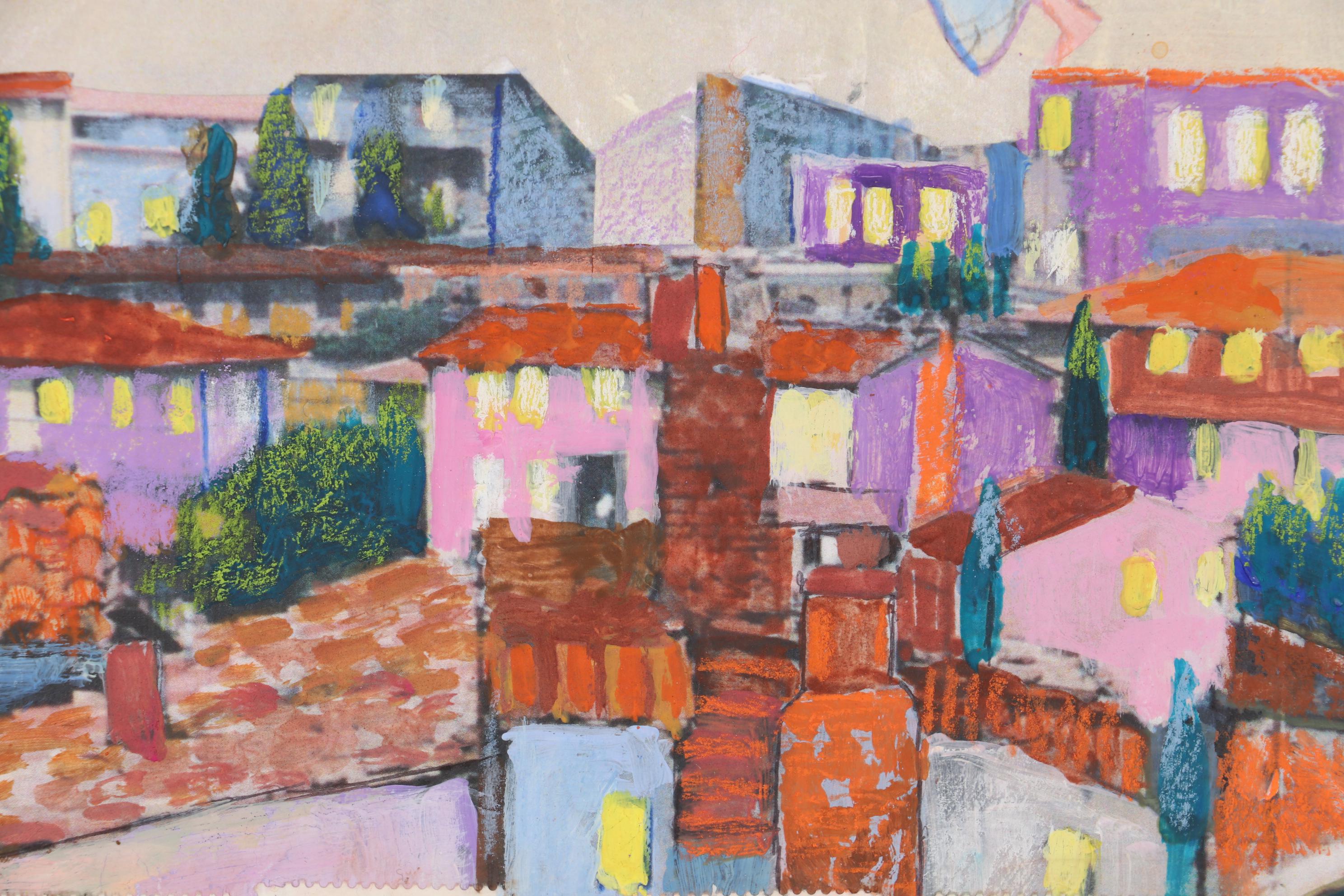 Sheila Bonser Mixed Media Paper Collage "Giotto's Angels," 21st Century