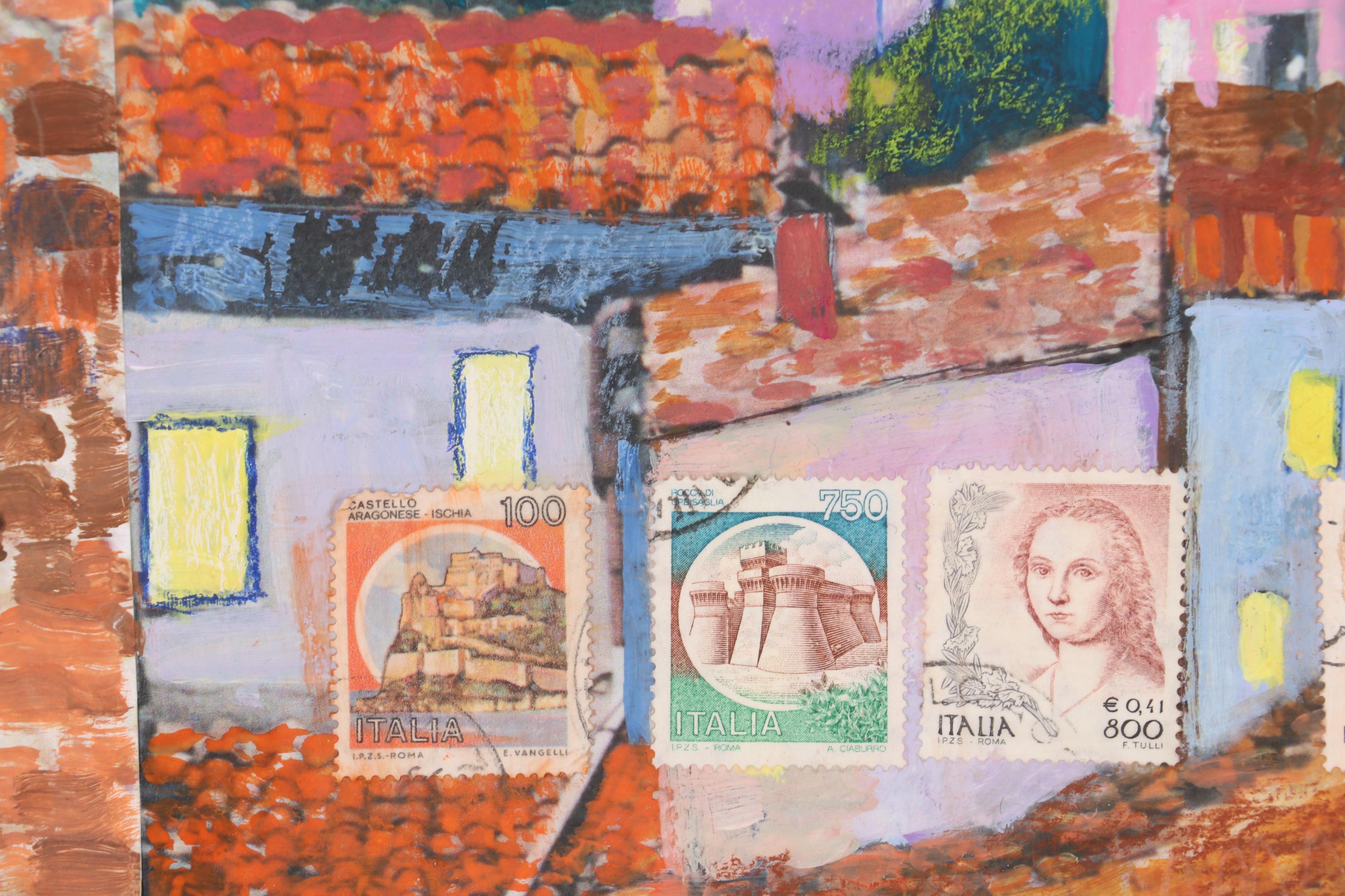 Sheila Bonser Mixed Media Paper Collage "Giotto's Angels," 21st Century