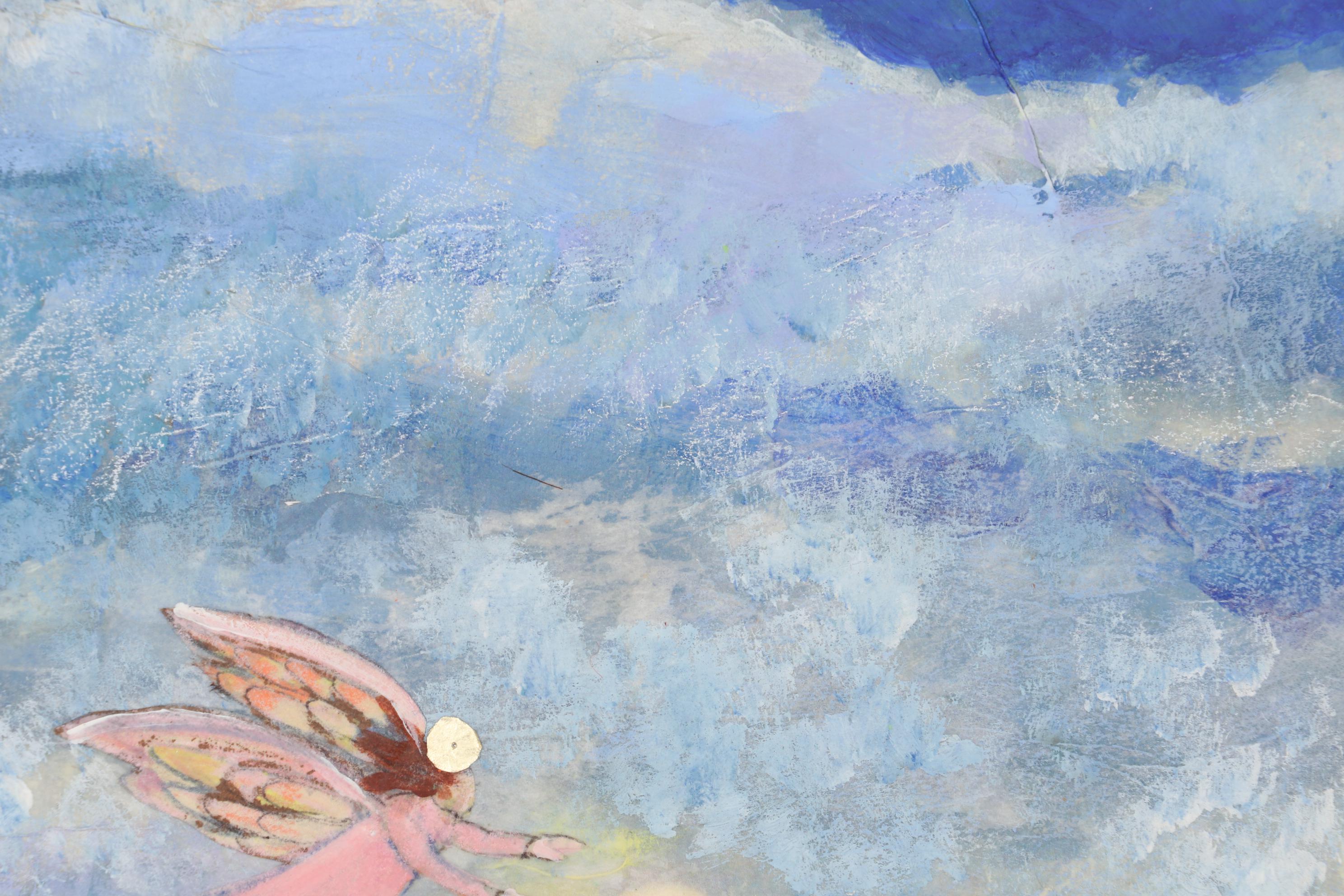 Sheila Bonser Mixed Media Paper Collage "Giotto's Angels," 21st Century