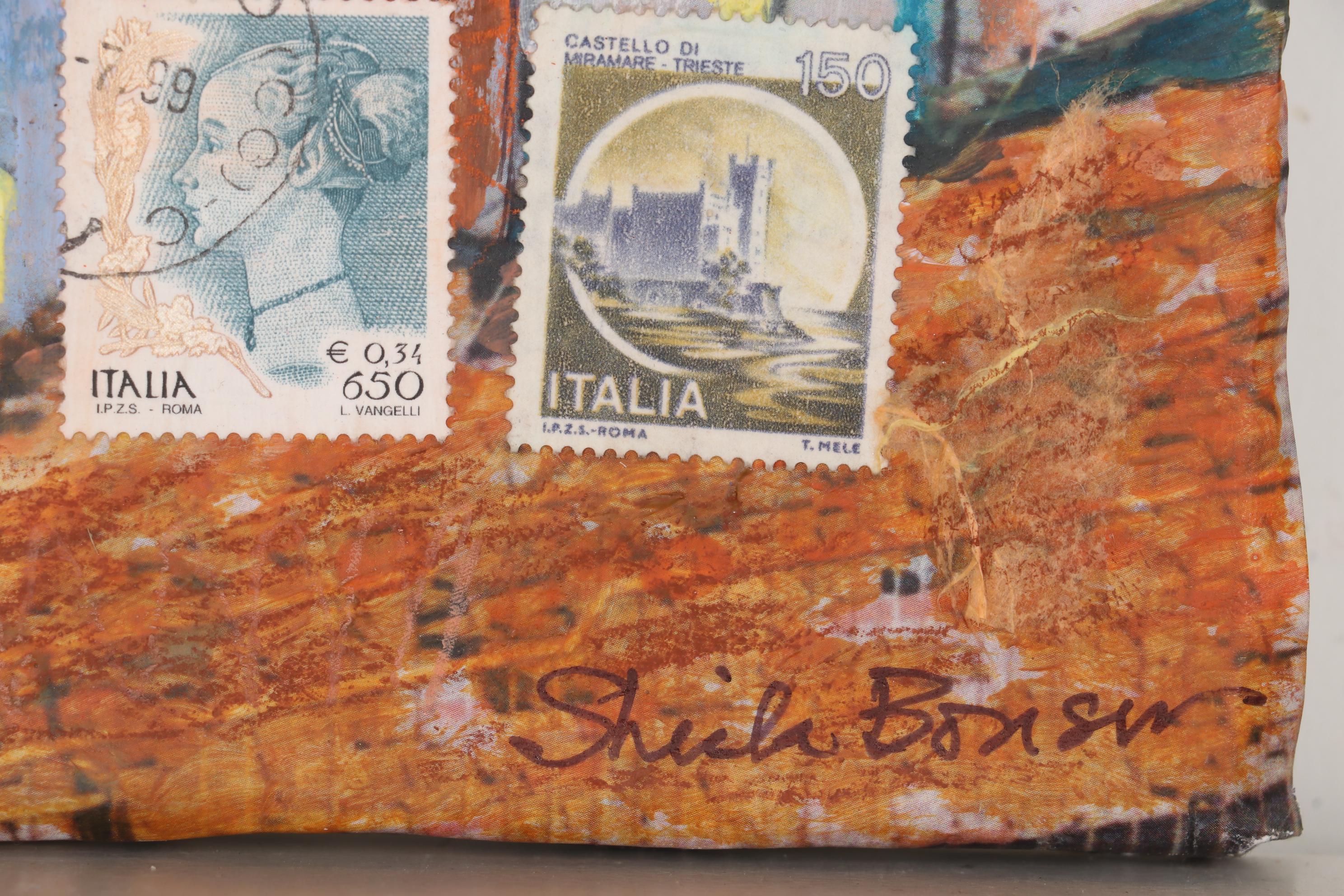 Sheila Bonser Mixed Media Paper Collage "Giotto's Angels," 21st Century