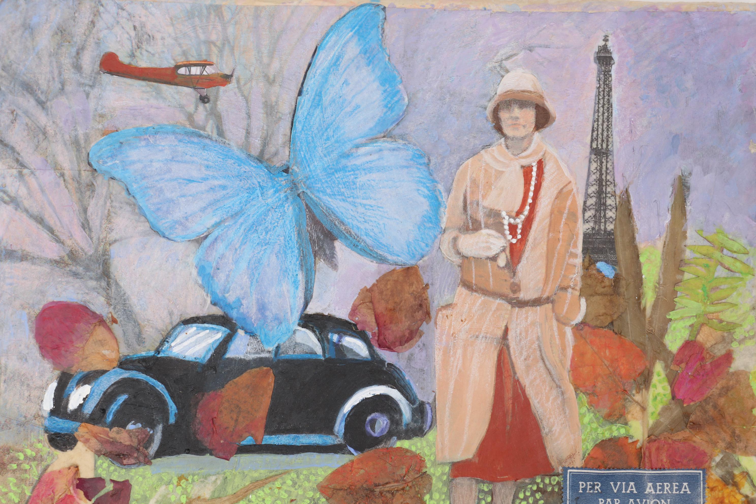 Sheila Bonser Mixed Media Painting "Beau Monde," 21st Century