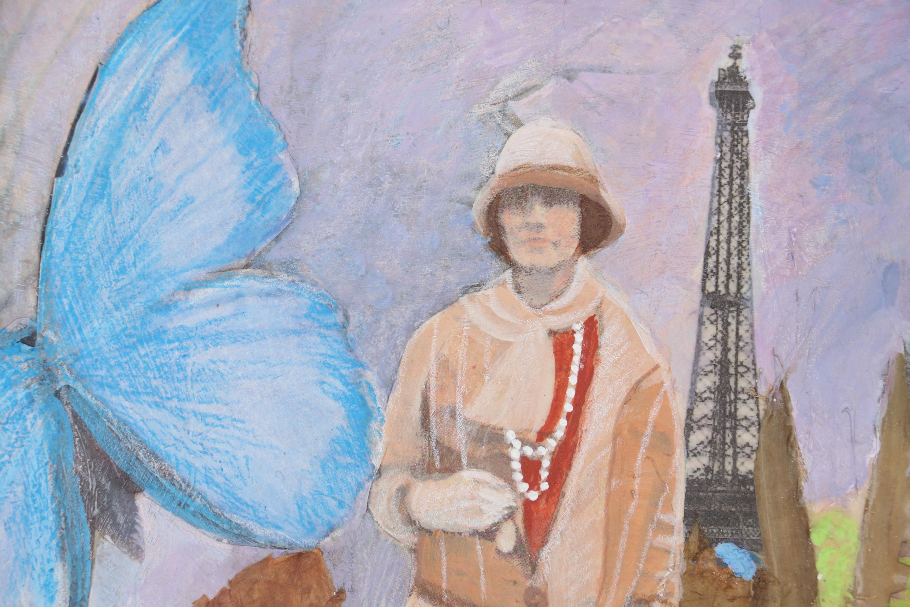 Sheila Bonser Mixed Media Painting "Beau Monde," 21st Century