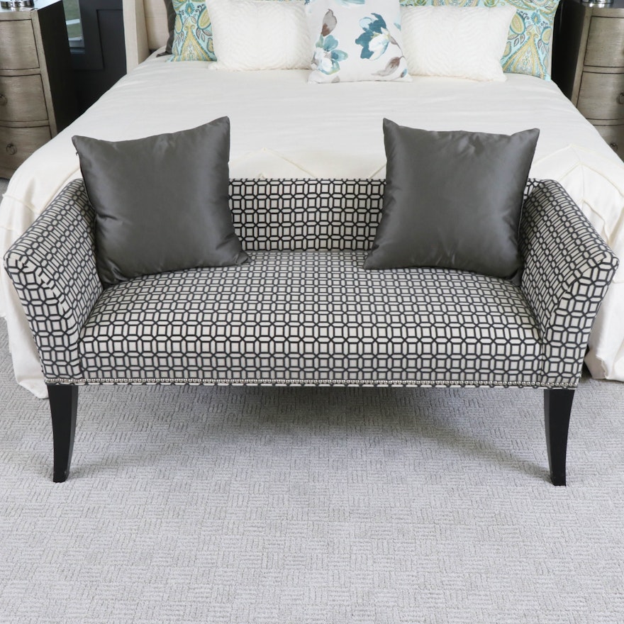 Fairfield Home Upholstered Bed Bench in Geometric Pattern with Pillows