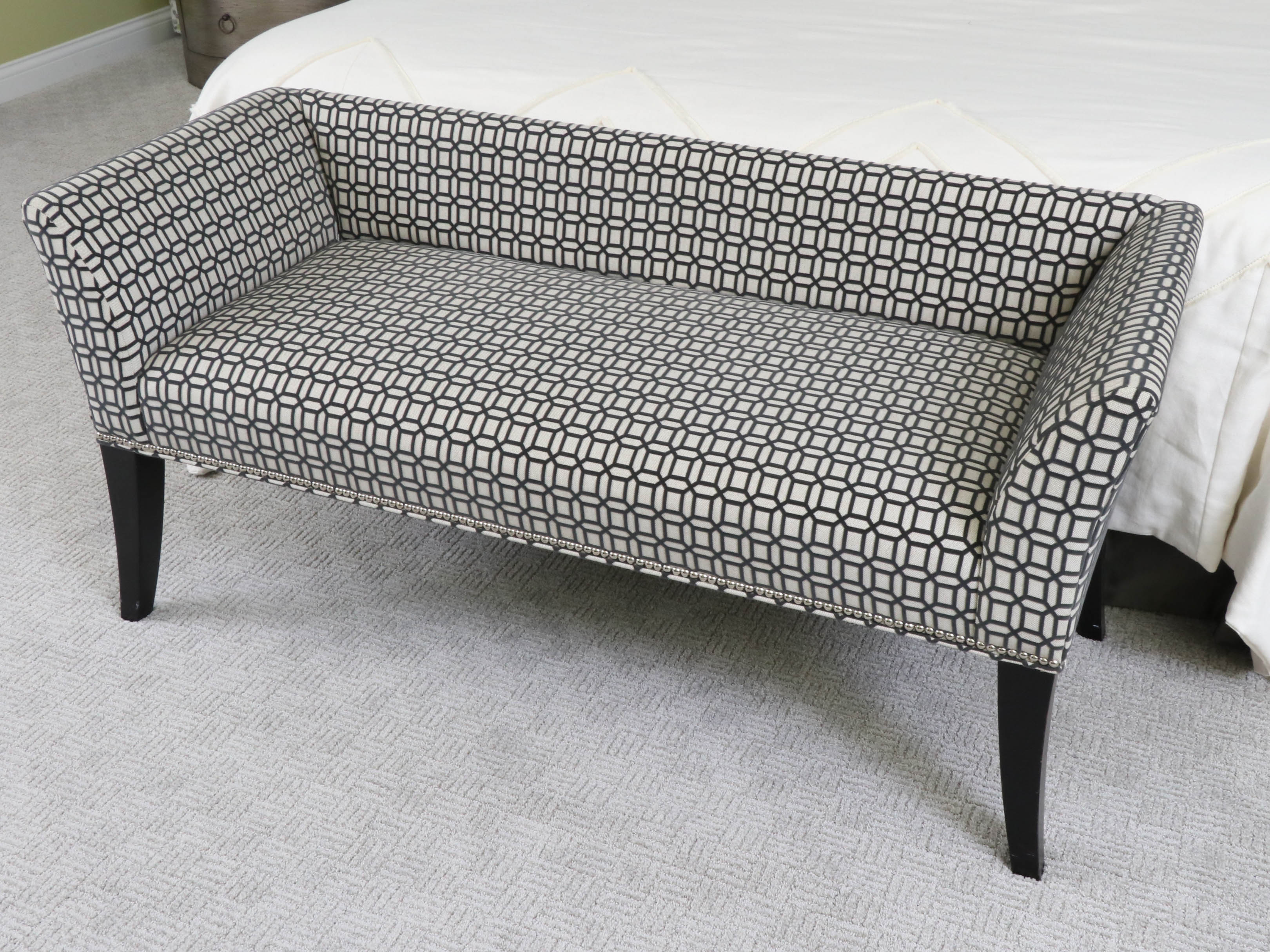 Fairfield Home Upholstered Bed Bench in Geometric Pattern with Pillows