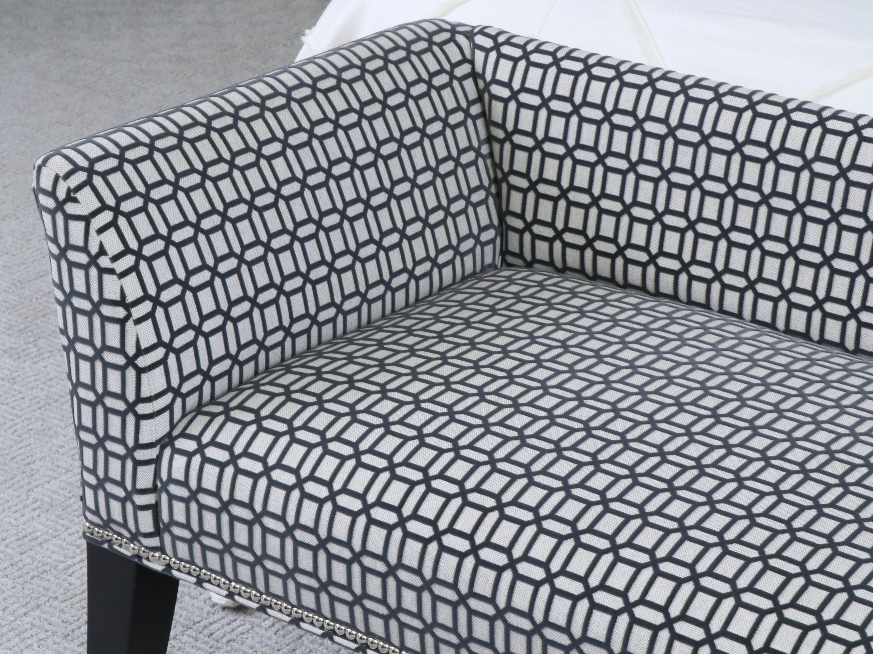 Fairfield Home Upholstered Bed Bench in Geometric Pattern with Pillows
