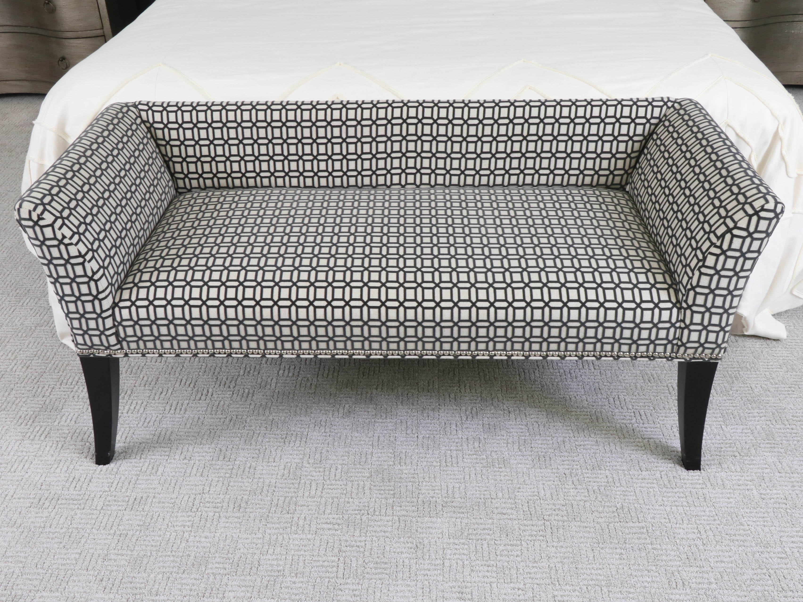 Fairfield Home Upholstered Bed Bench in Geometric Pattern with Pillows