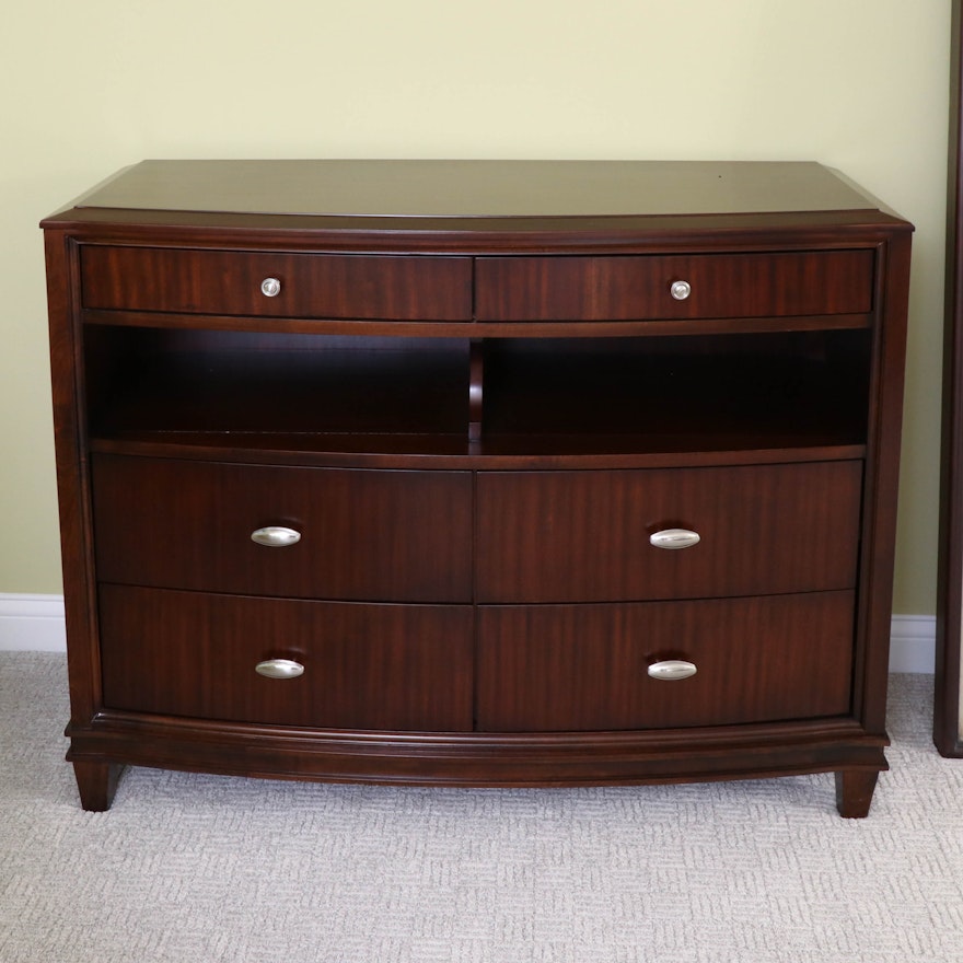 Zebrawood-Finish Bowfront Chest of Drawers