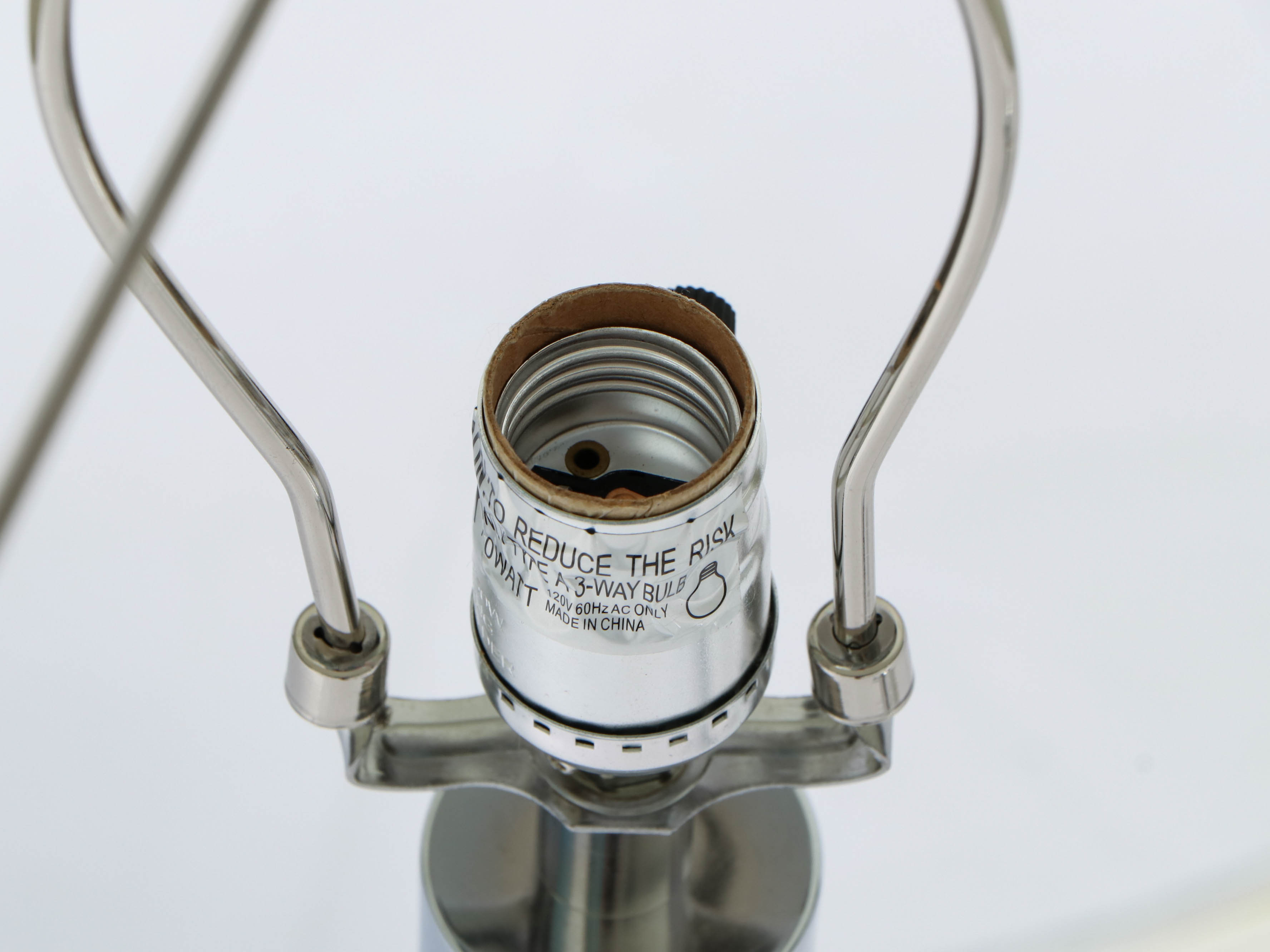 Modern Chrome Table Lamps with Fabric Drum Shades