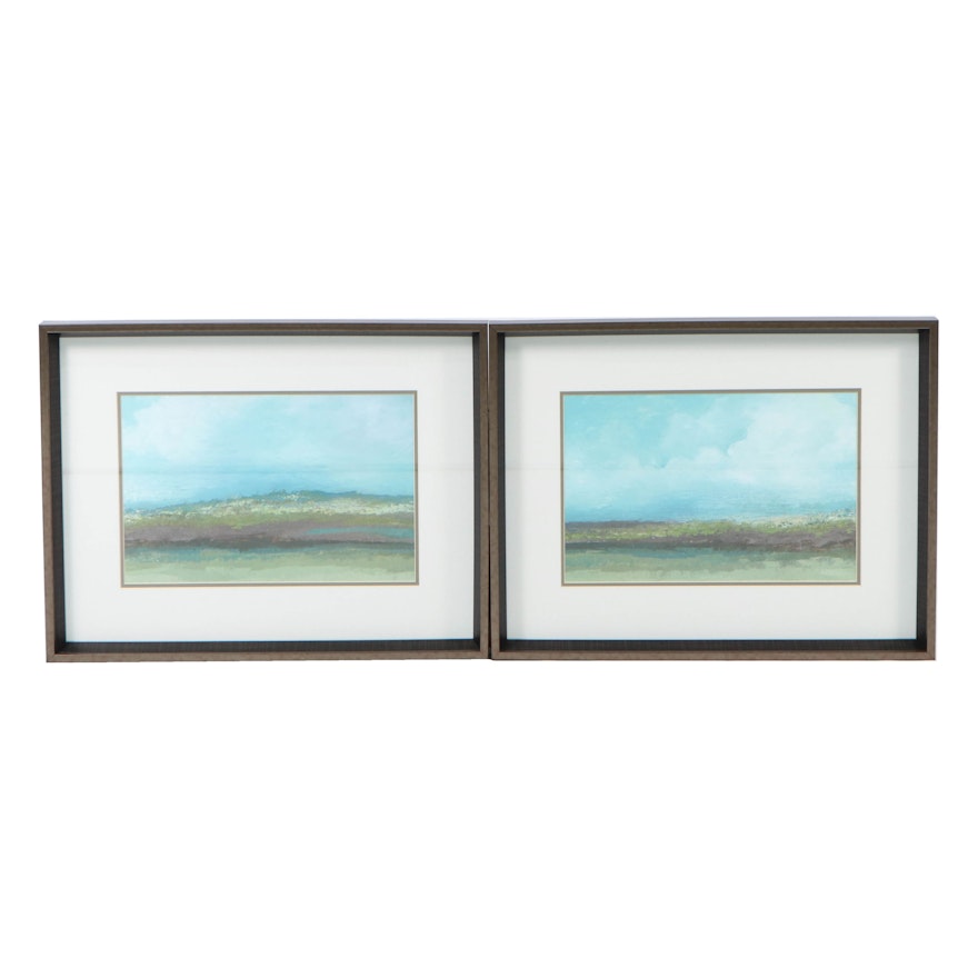 Landscape Offset Lithographs "Jaded Earth I" and "Jaded Earth II"