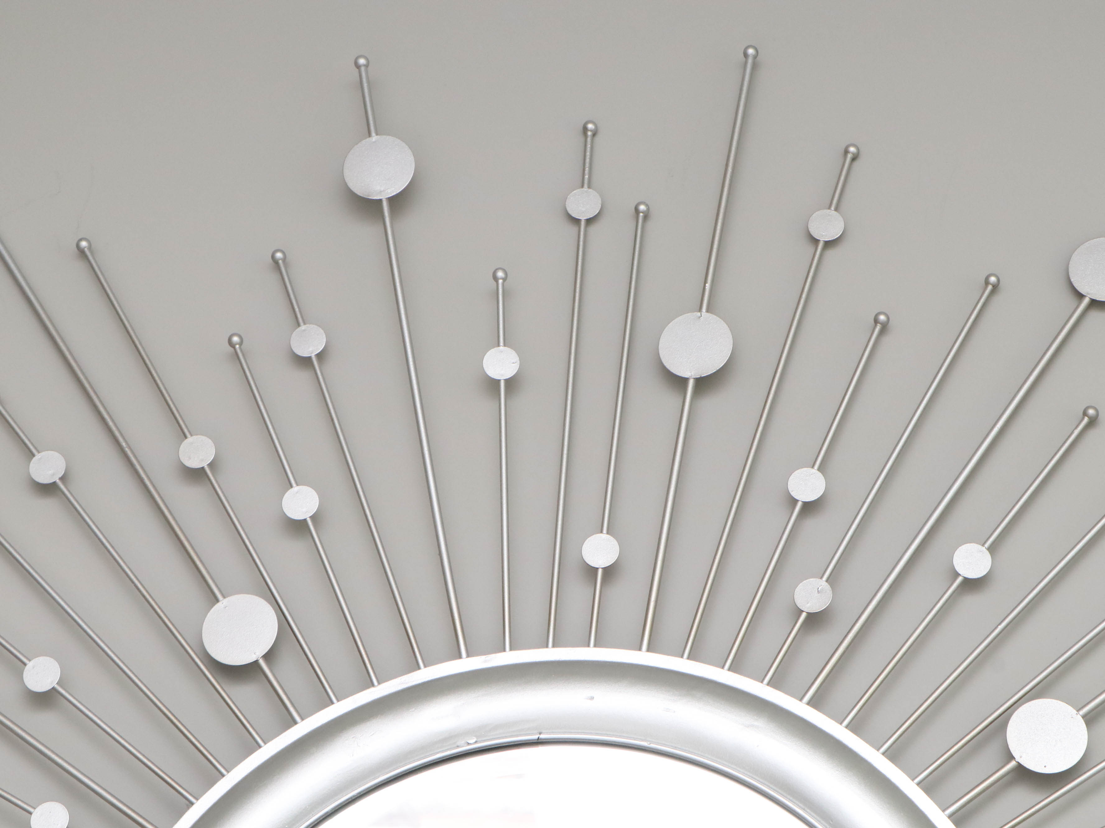 Brushed Silver-Tone Metal Starburst Mirror, Contemporary