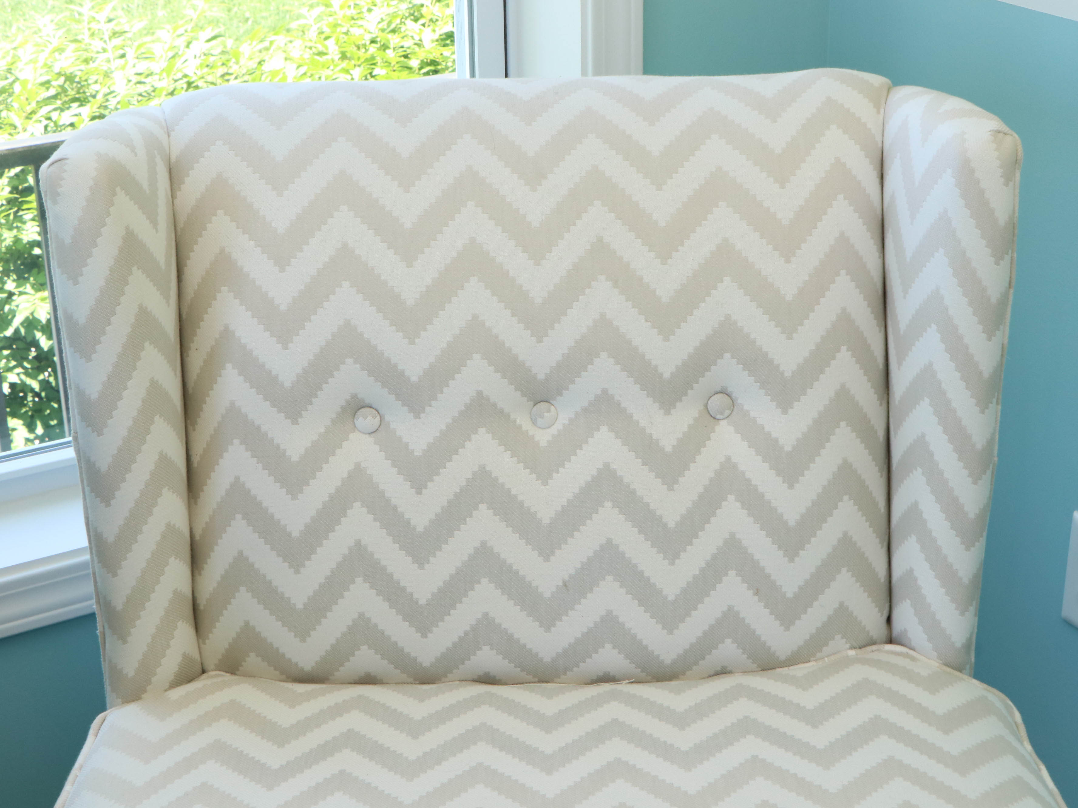 Rowe Furniture Chevron Stripe Upholstered Slipper Chair with Pillow