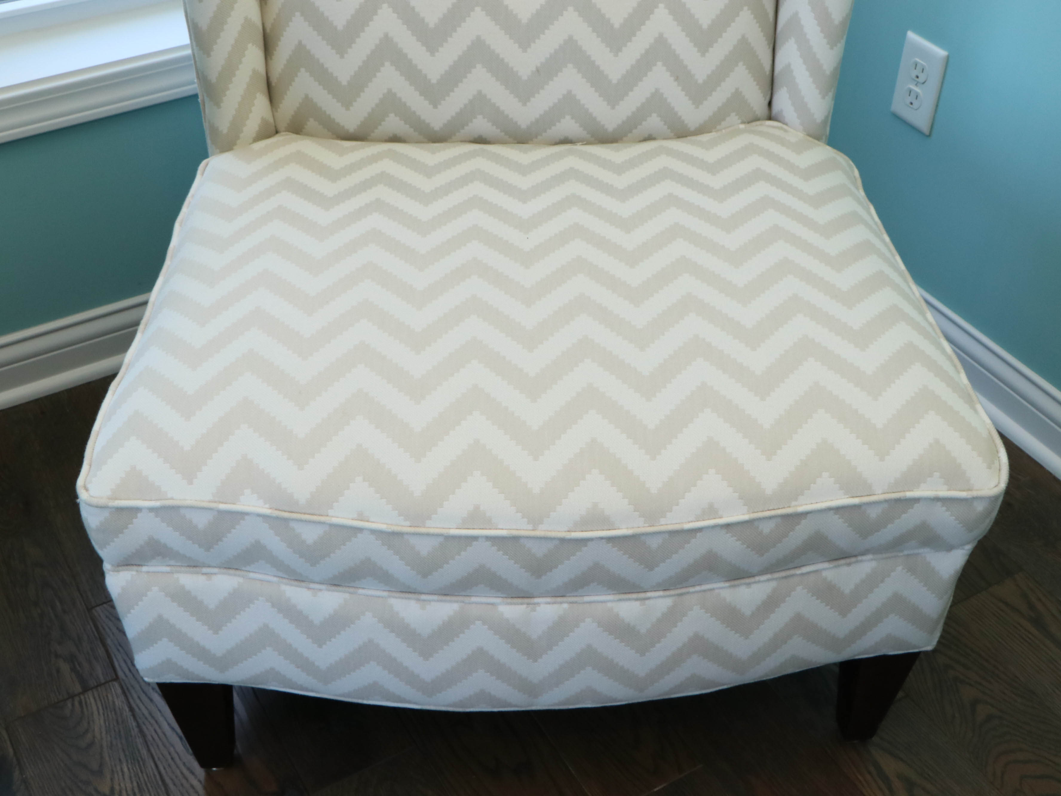 Rowe Furniture Chevron Stripe Upholstered Slipper Chair with Pillow
