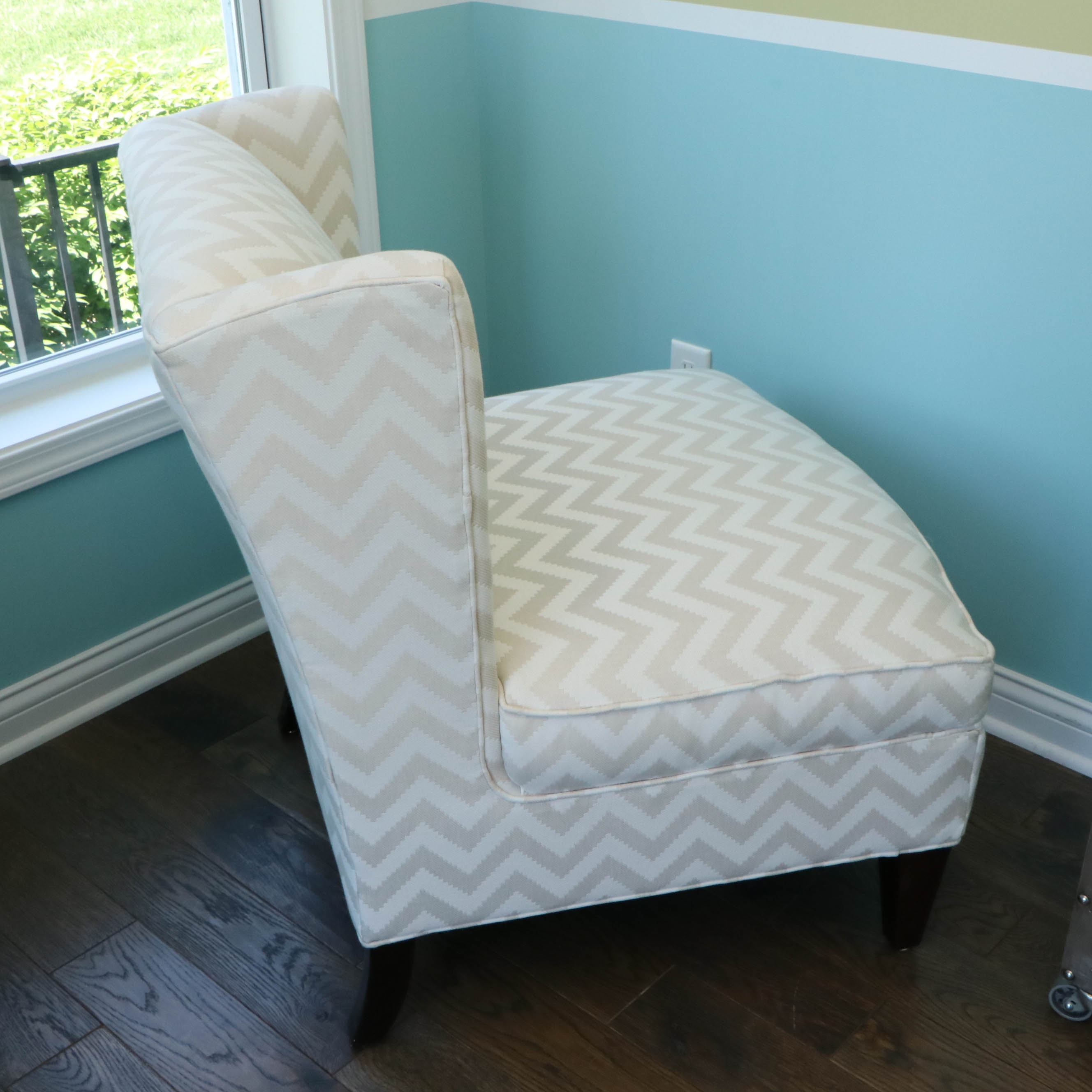 Rowe Furniture Chevron Stripe Upholstered Slipper Chair with Pillow