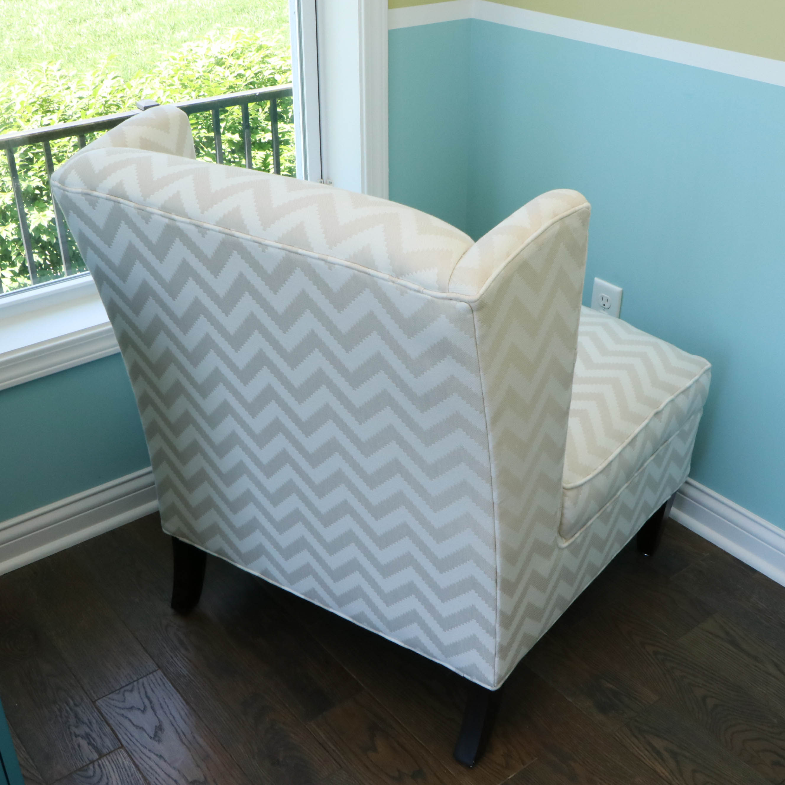 Rowe Furniture Chevron Stripe Upholstered Slipper Chair with Pillow